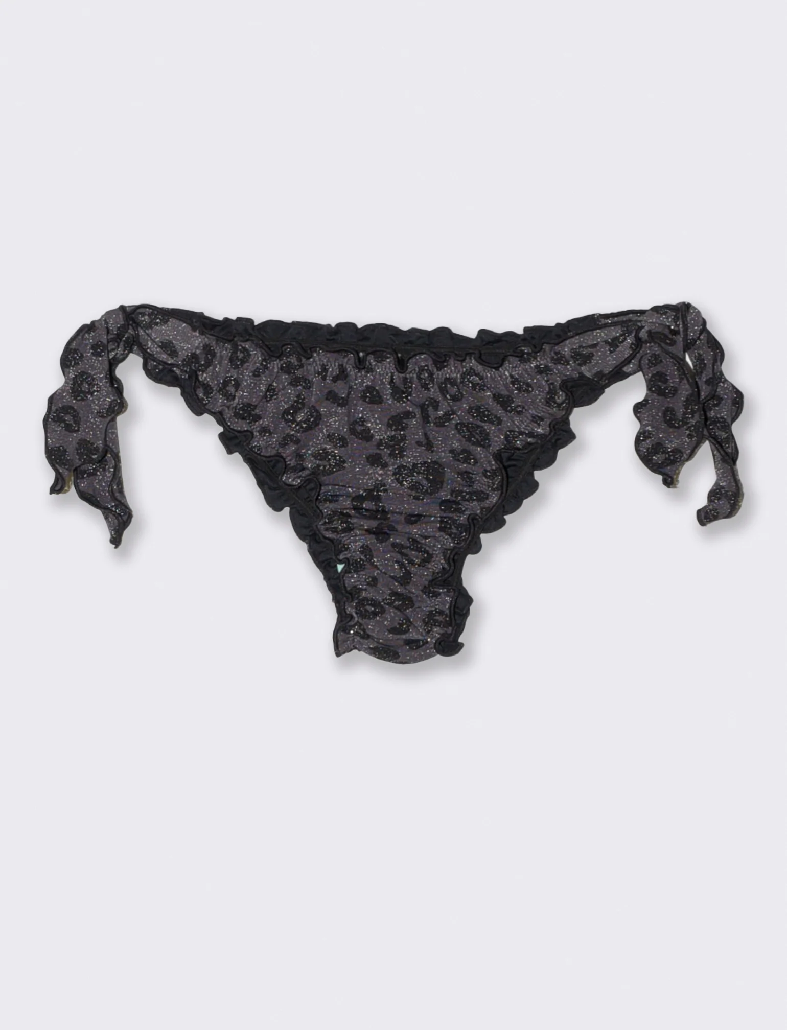 Slip mare lurex con bordi arricciati - Nero - Image 3