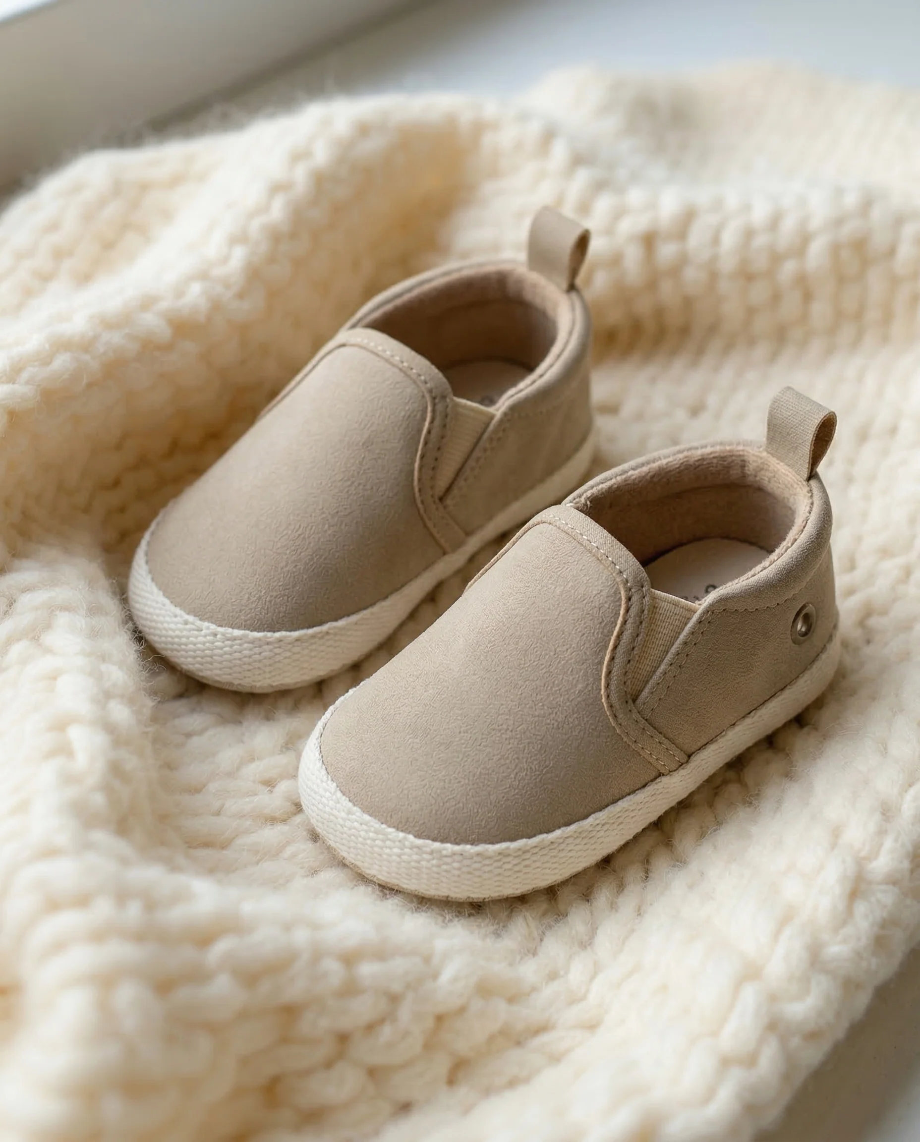 Slip-on beige antiscivolo per neonato - Beige - Image 3