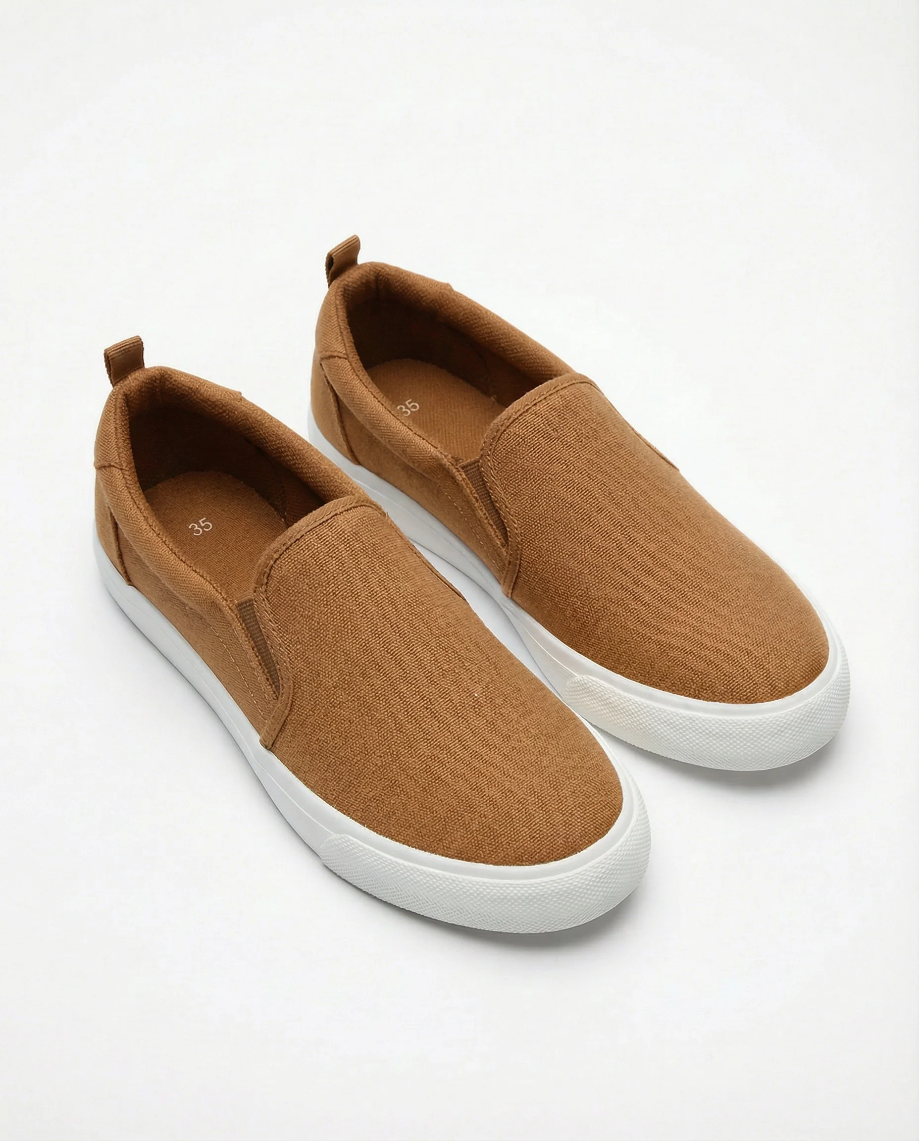 Slip-on in canvas per bambini, due colori - Cammello - Image 2