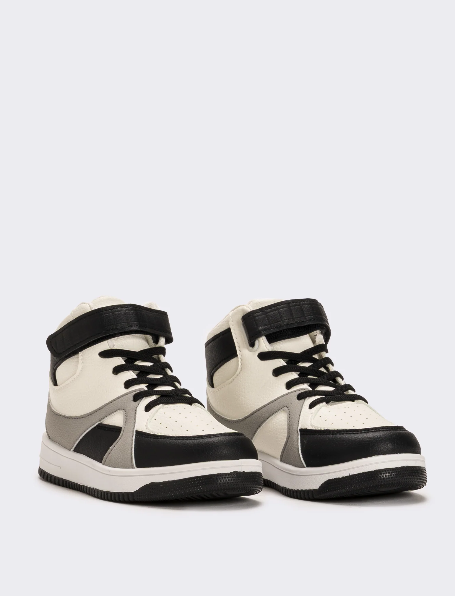 Sneakers a colllo alto con strappo da bambino - Bianco - Image 3