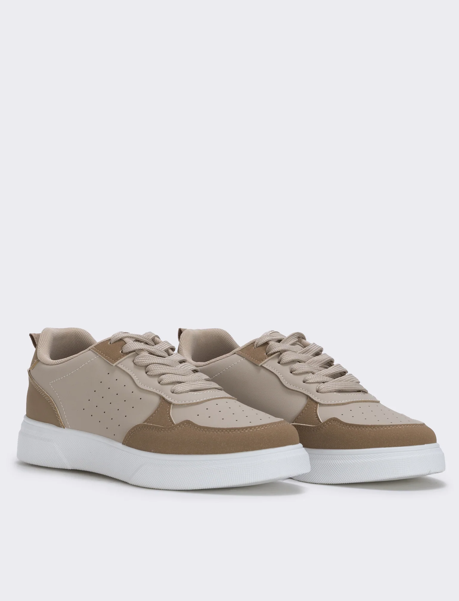 Sneakers bianche con riporti a contrasto - Beige - Image 3