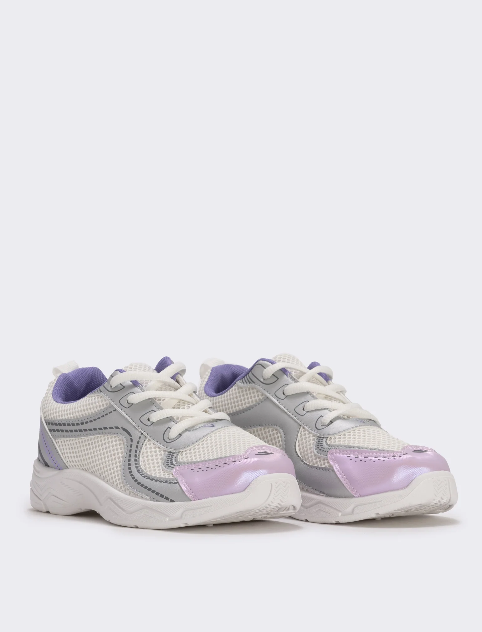 Sneakers bianche con riporti colorati per bambina - Bianco - Image 3