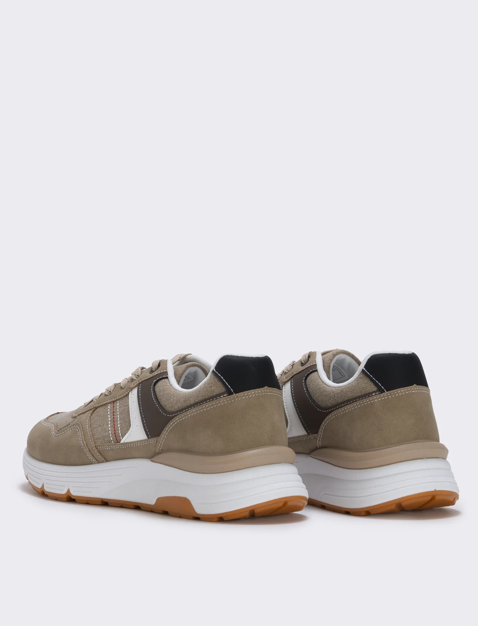 Sneakers casual da uomo in tessuto e poliuretano - Cammello - Image 2