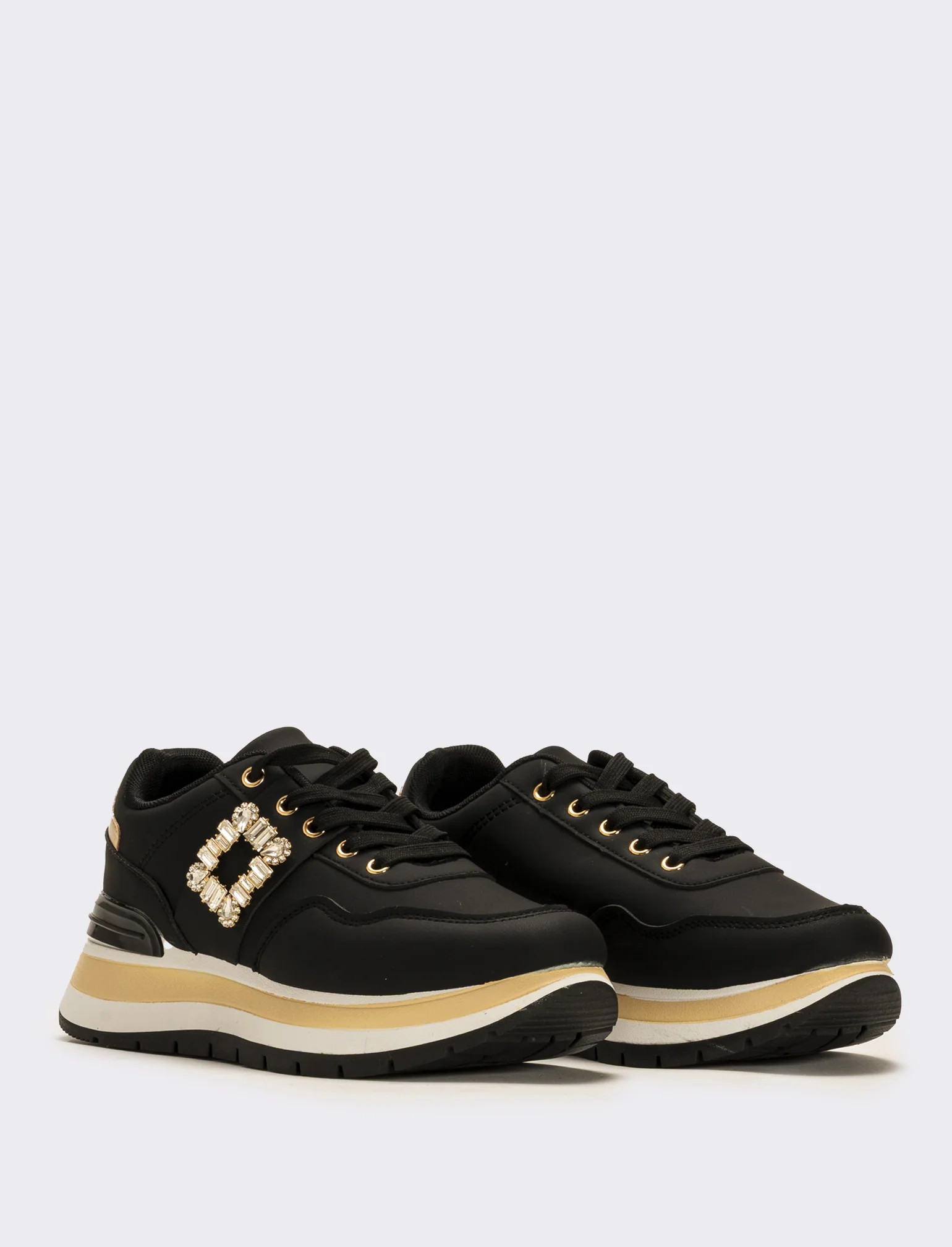Sneakers con fibbia gioiello da donna - Nero - Image 2