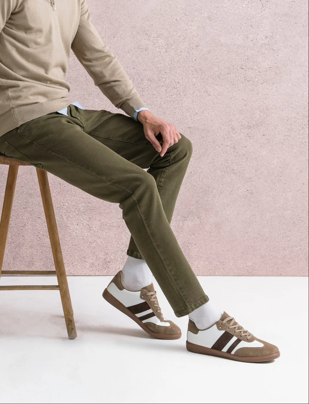 Sneakers con inserti laterali da uomo - Marrone - Image 4