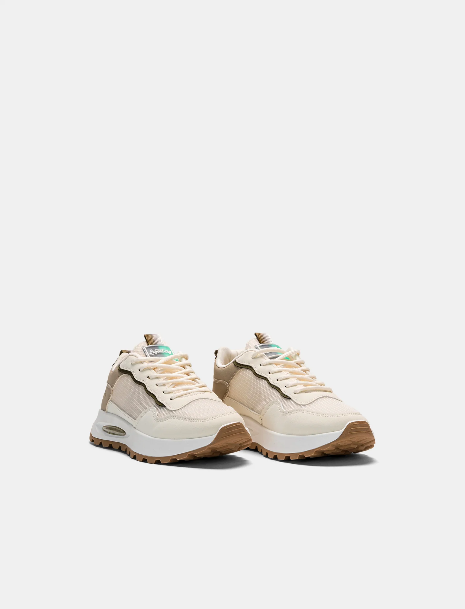 Sneakers con materiali combinati da uomo - Beige