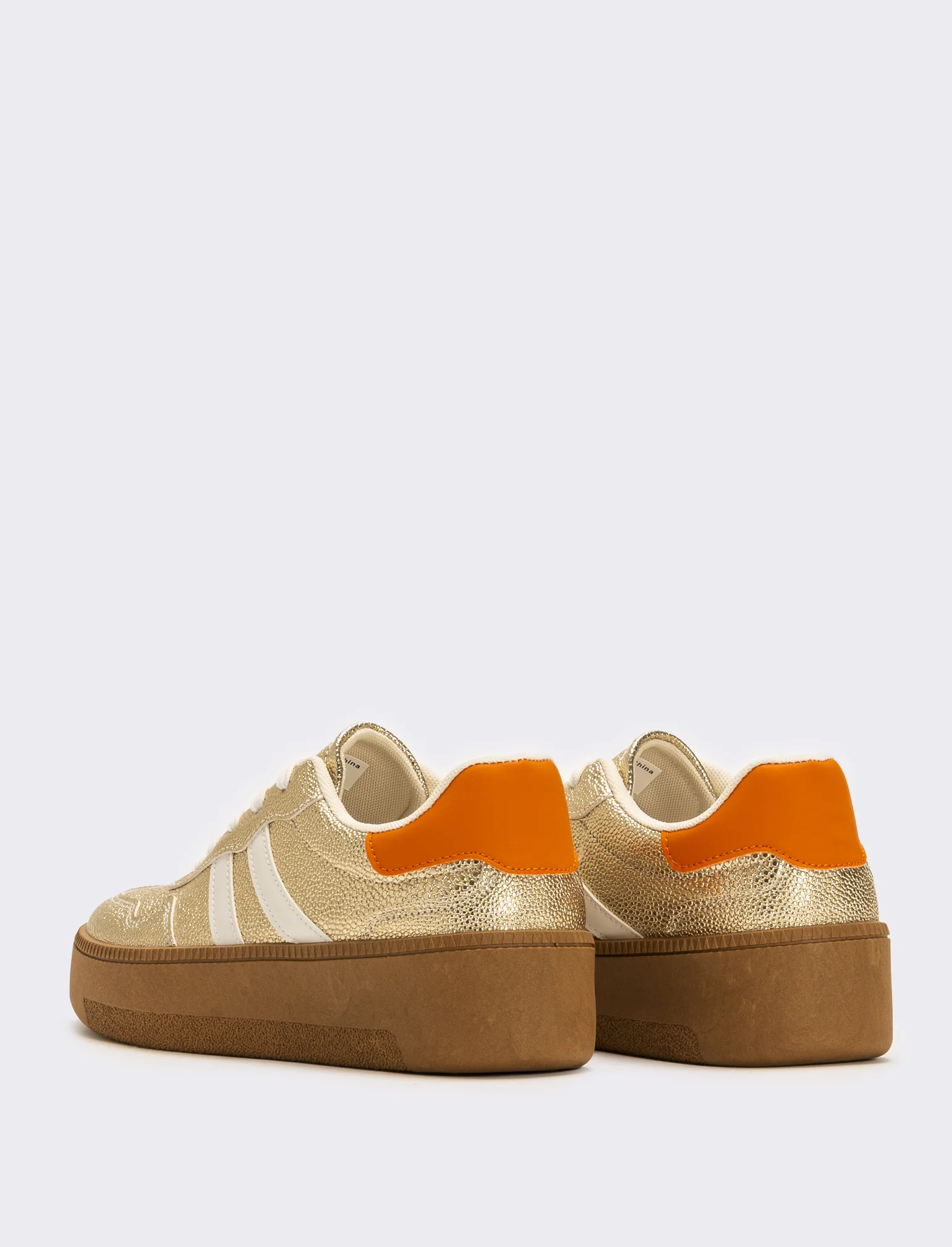 Sneakers con riporti a contrasto da donna - Oro - Image 3