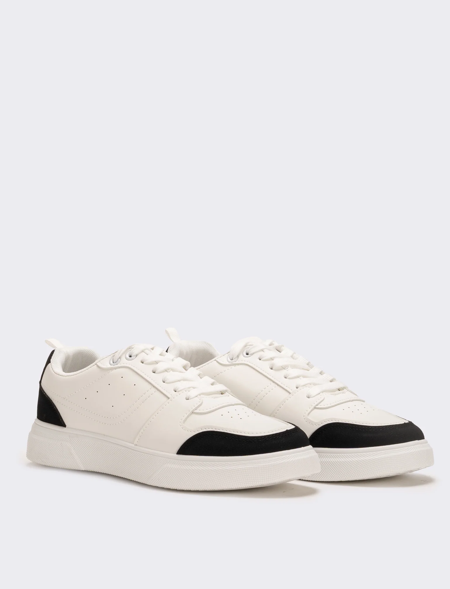 Sneakers con riporti da uomo - bianco/nero - Image 2
