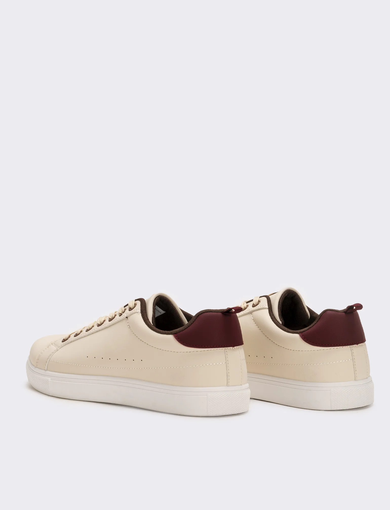Sneakers con riporto bordeaux da uomo - Bianco burro - Image 2
