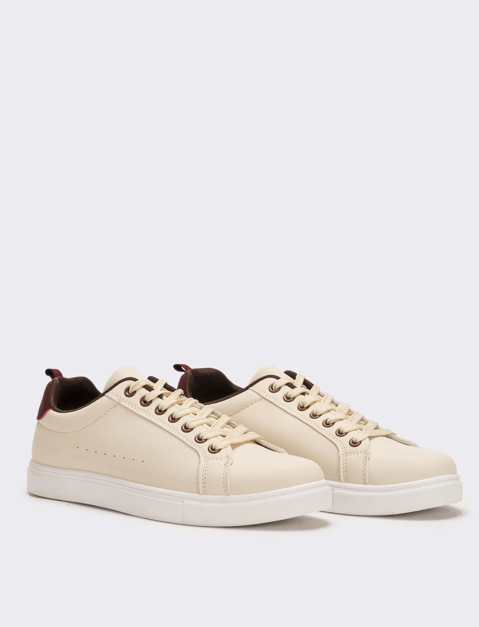 Sneakers con riporto bordeaux da uomo - Bianco burro - Image 3