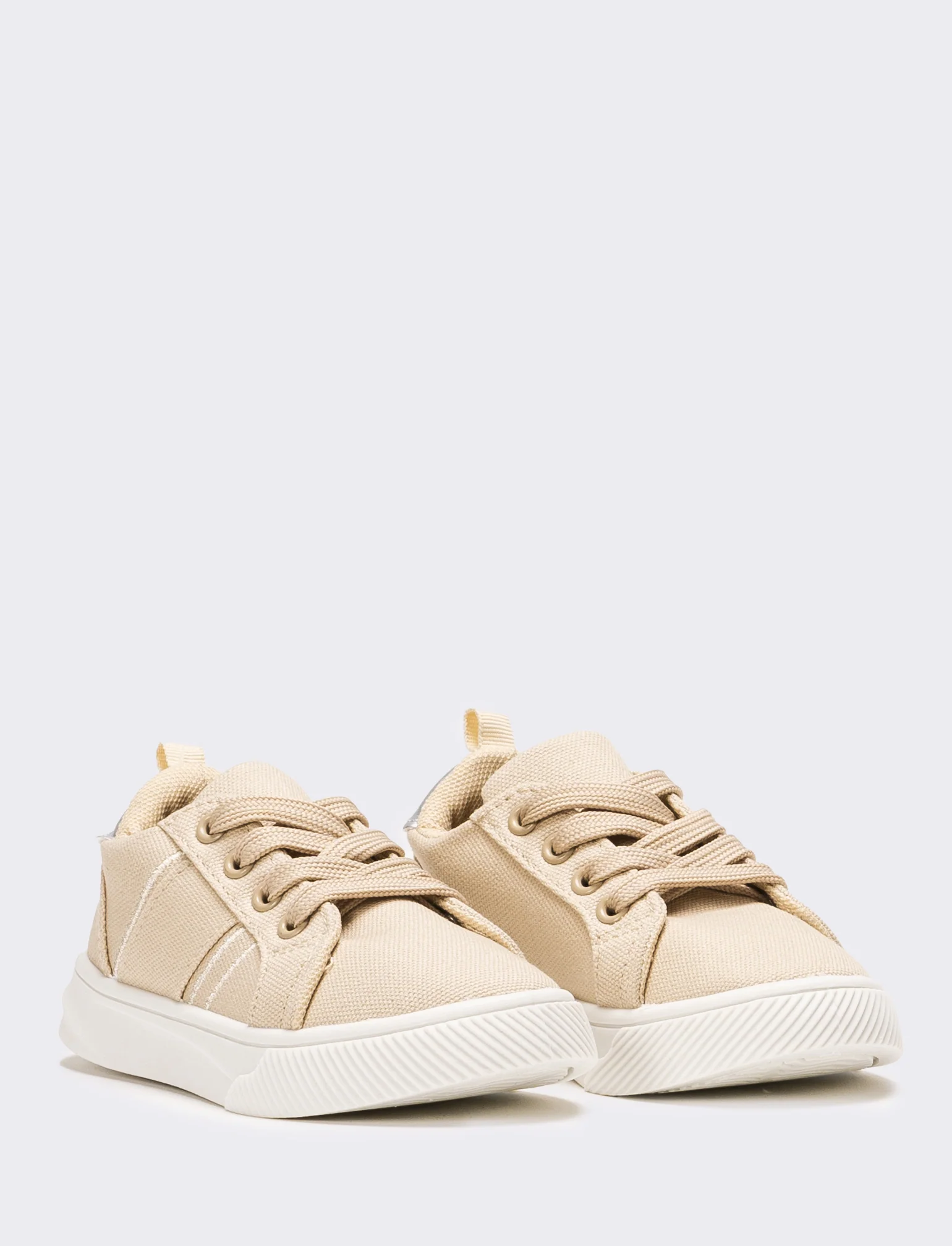 Sneakers da bambina in canvas - Beige