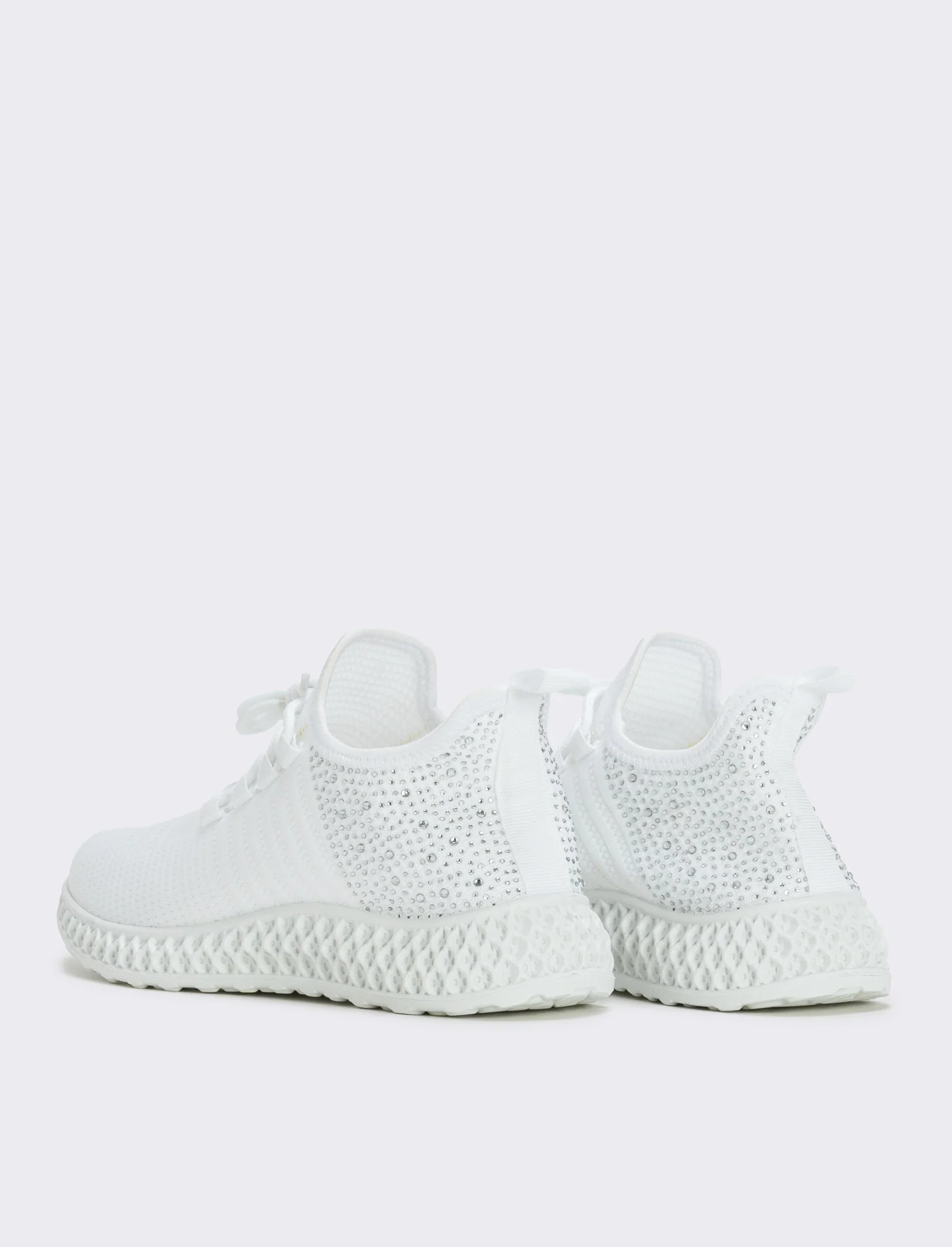 Sneakers da con strass e suola rilievo - Bianco - Image 2