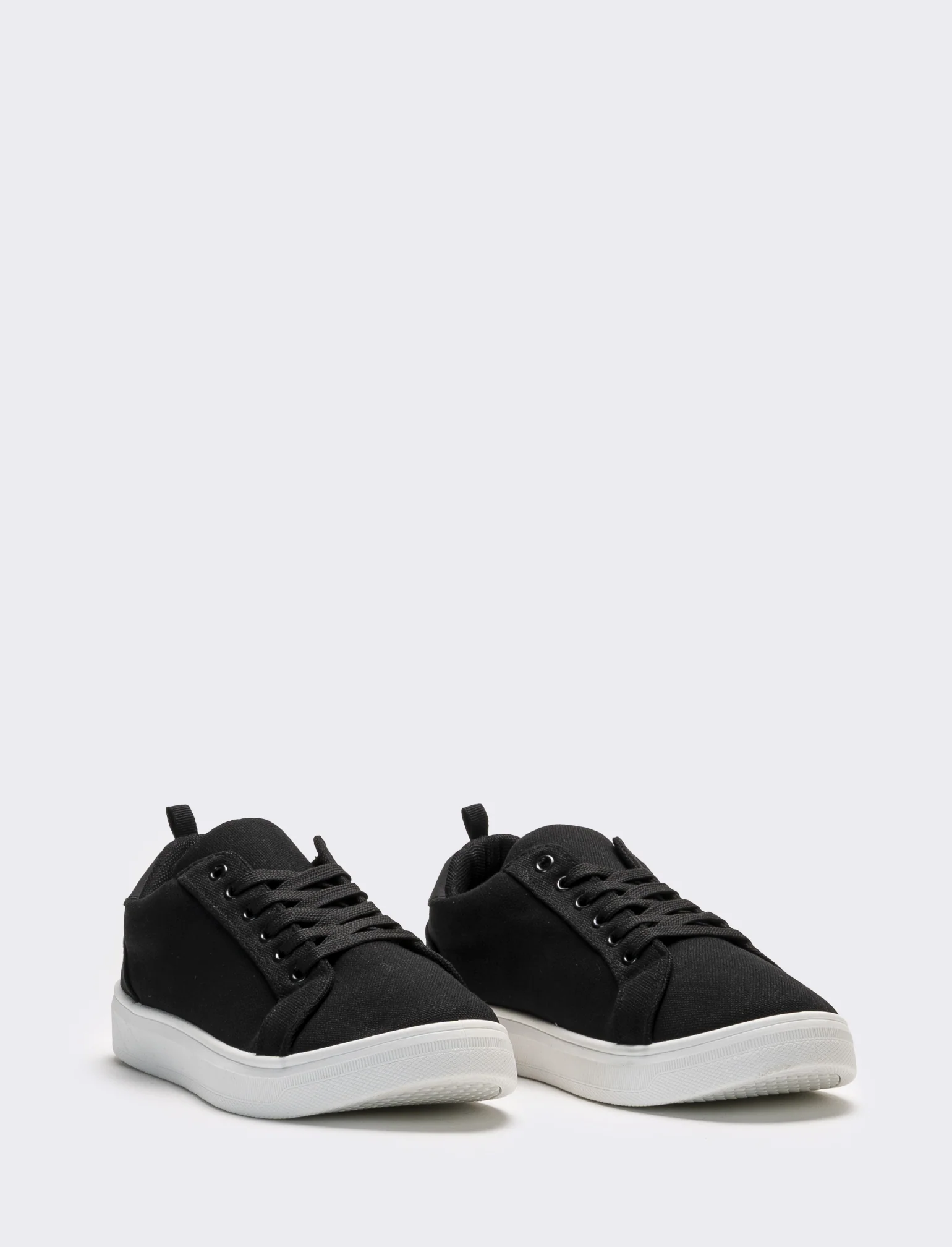Sneakers da donna in canvas con riporti - Nero