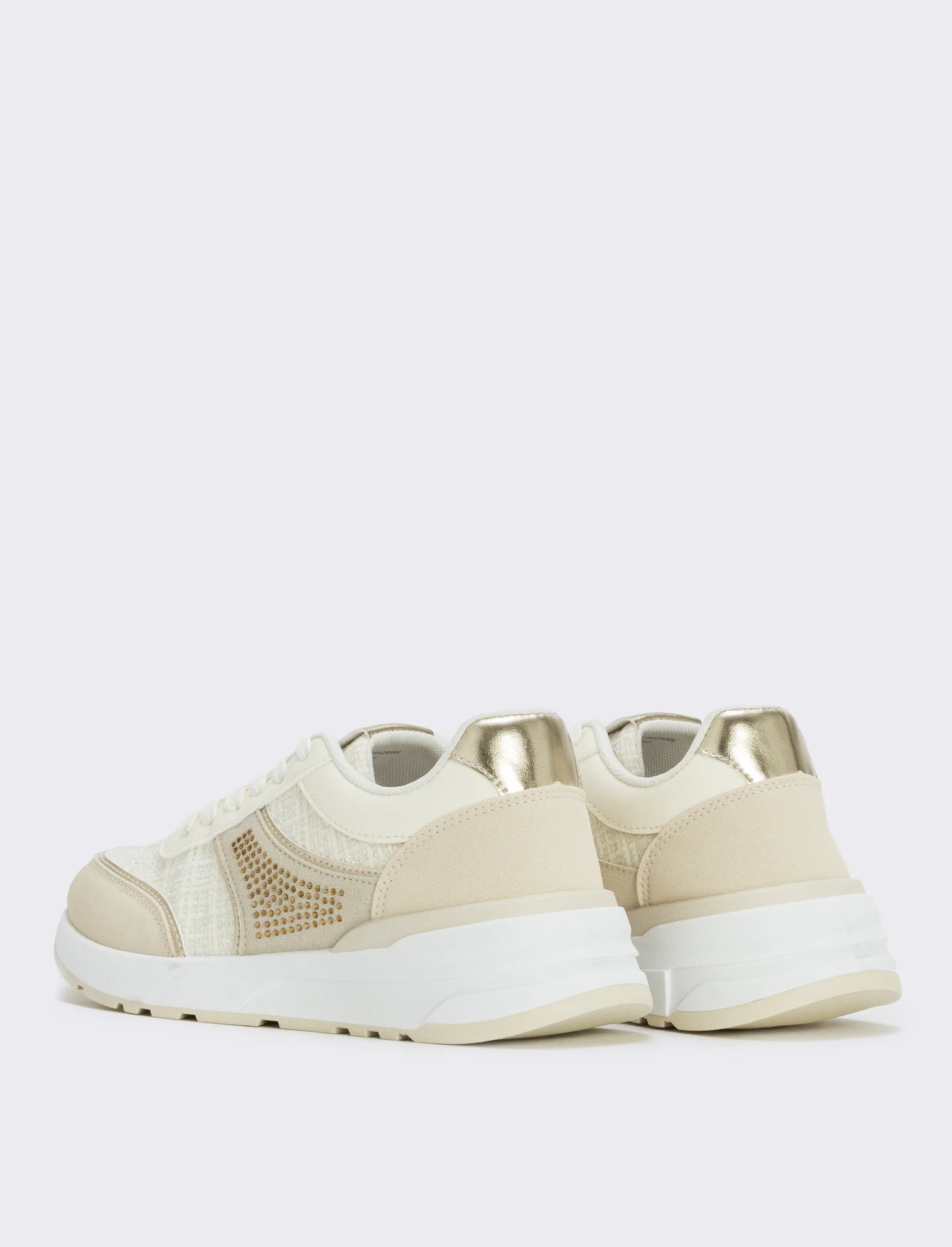 Sneakers da in tweed e strass - Beige - Image 2