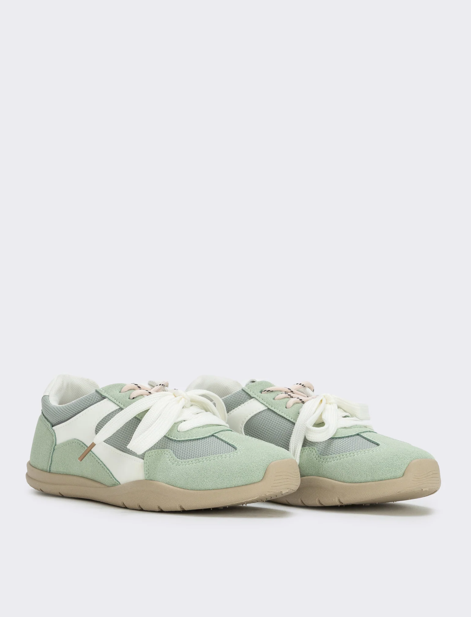 Sneakers doppio laccio in tessuto - Verde menta - Image 3