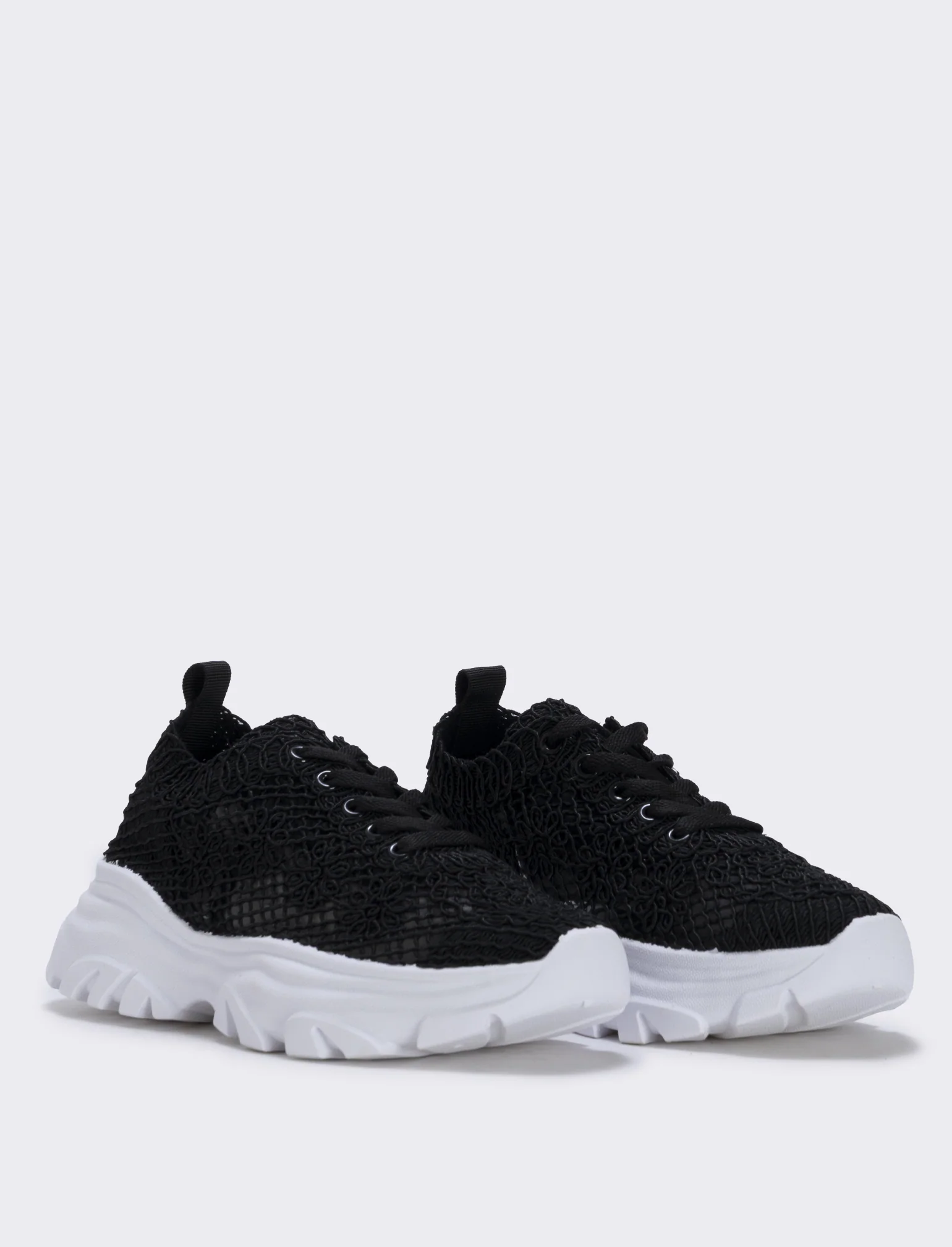 Sneakers effetto macramè colorate - Nero - Image 3