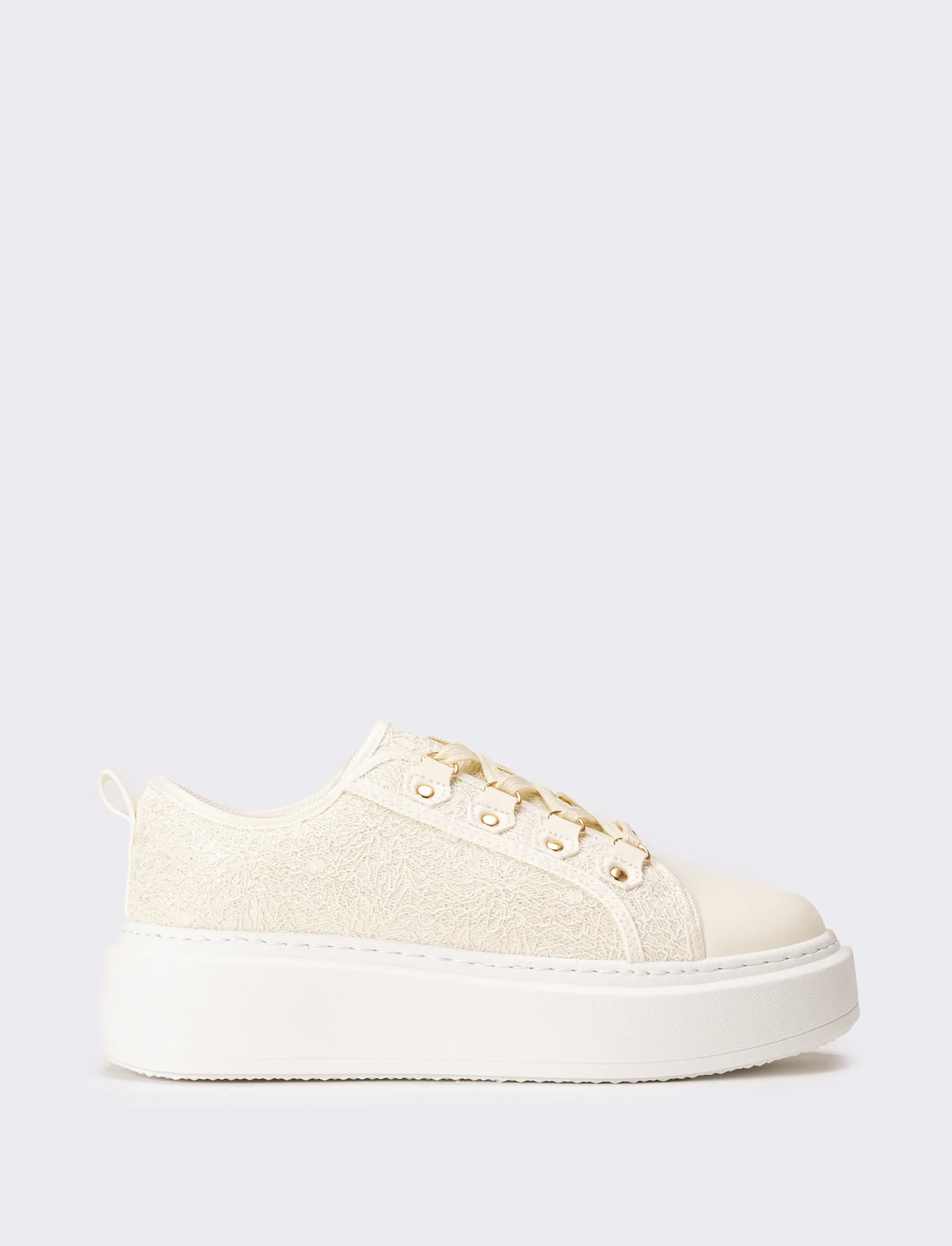 Sneakers in pizzo da donna - Beige - Image 2