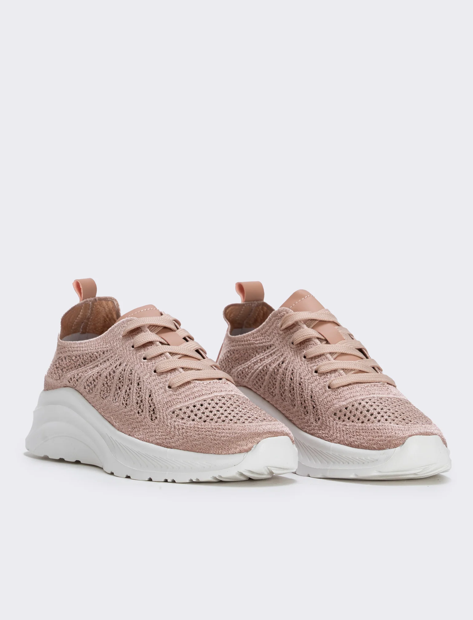 Sneakers in tessuto effetto ricamato - Cipria - Image 3
