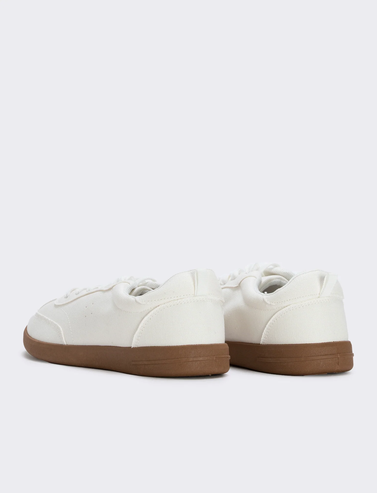 Sneakers minimal in tela per donna - Bianco - Image 2