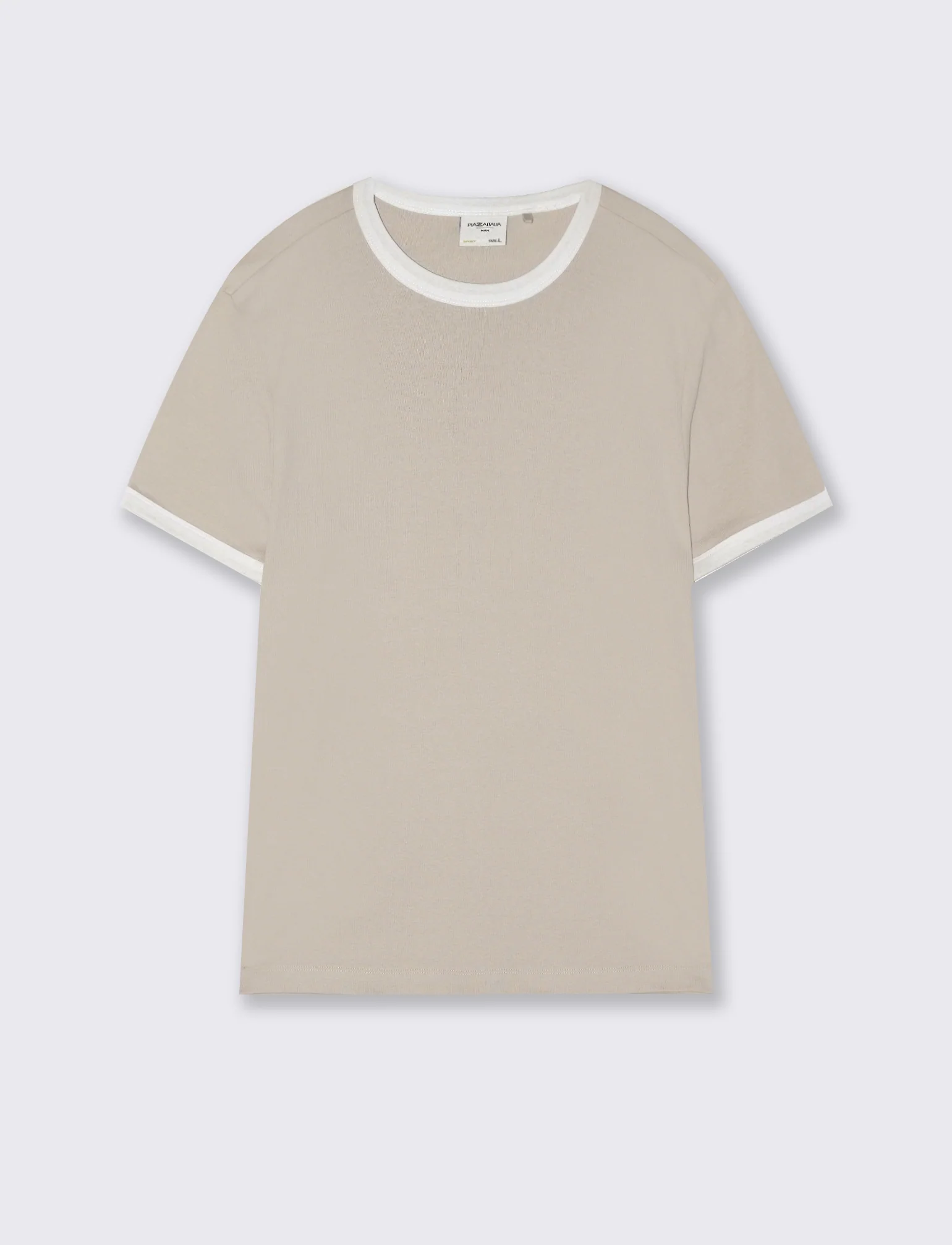 T-shirt a coste con contrasti eleganti - Grigio ghiaccio