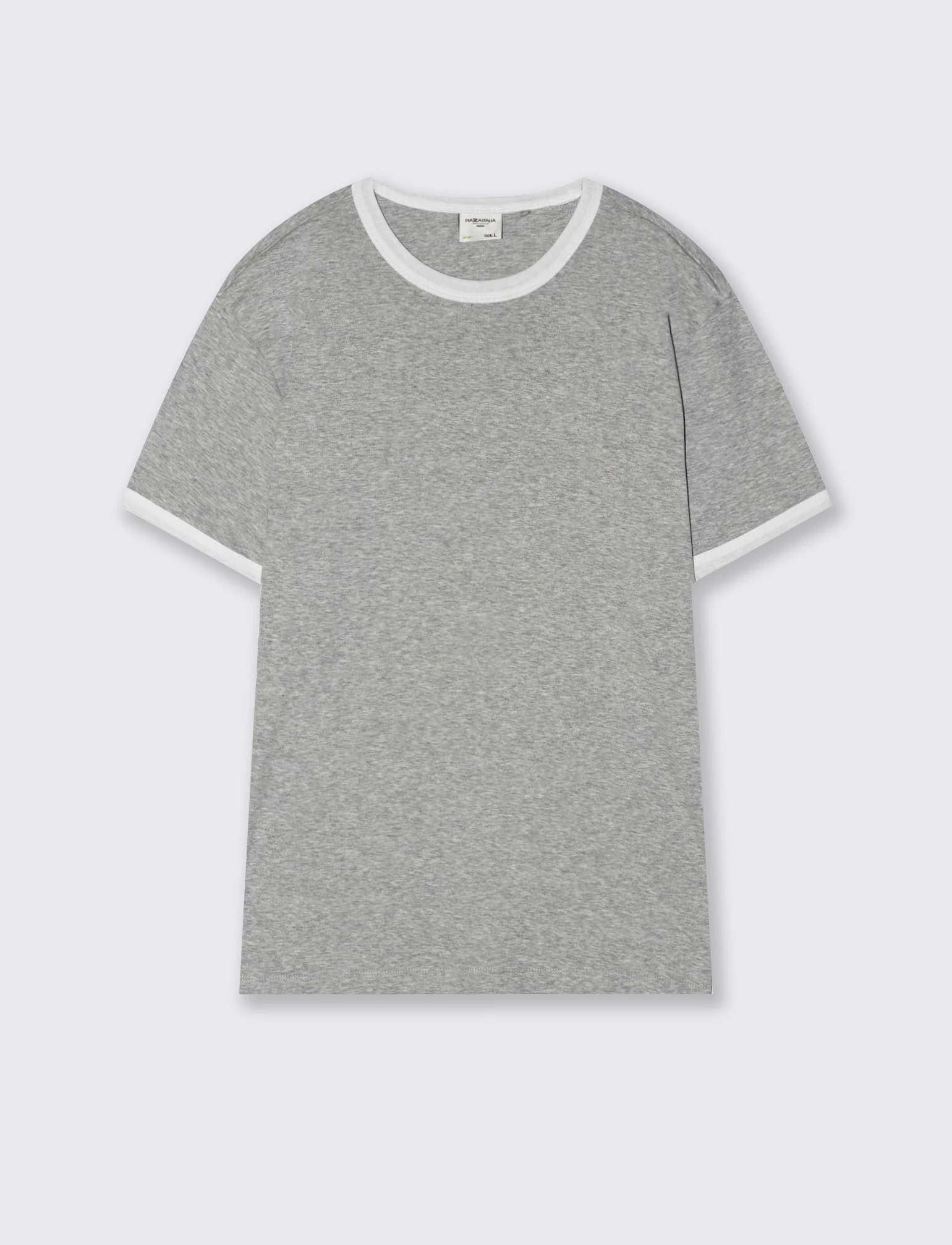 T-shirt a coste con contrasti eleganti - Grigio mel.