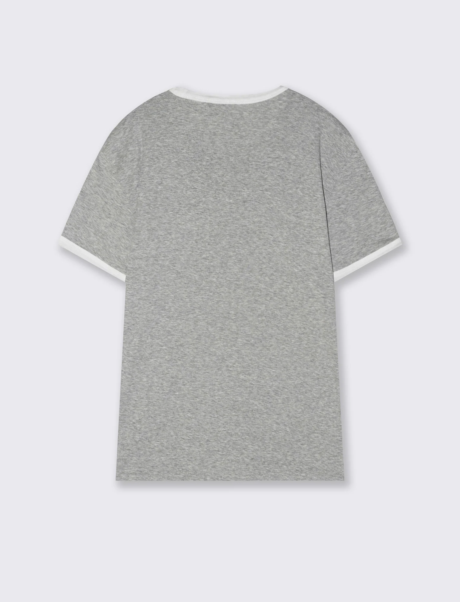 T-shirt a coste con contrasti eleganti - Grigio mel. - Image 2
