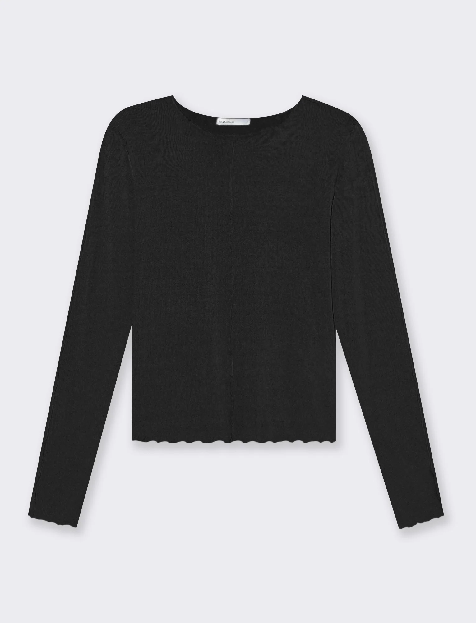 T-shirt a coste da donna - Nero