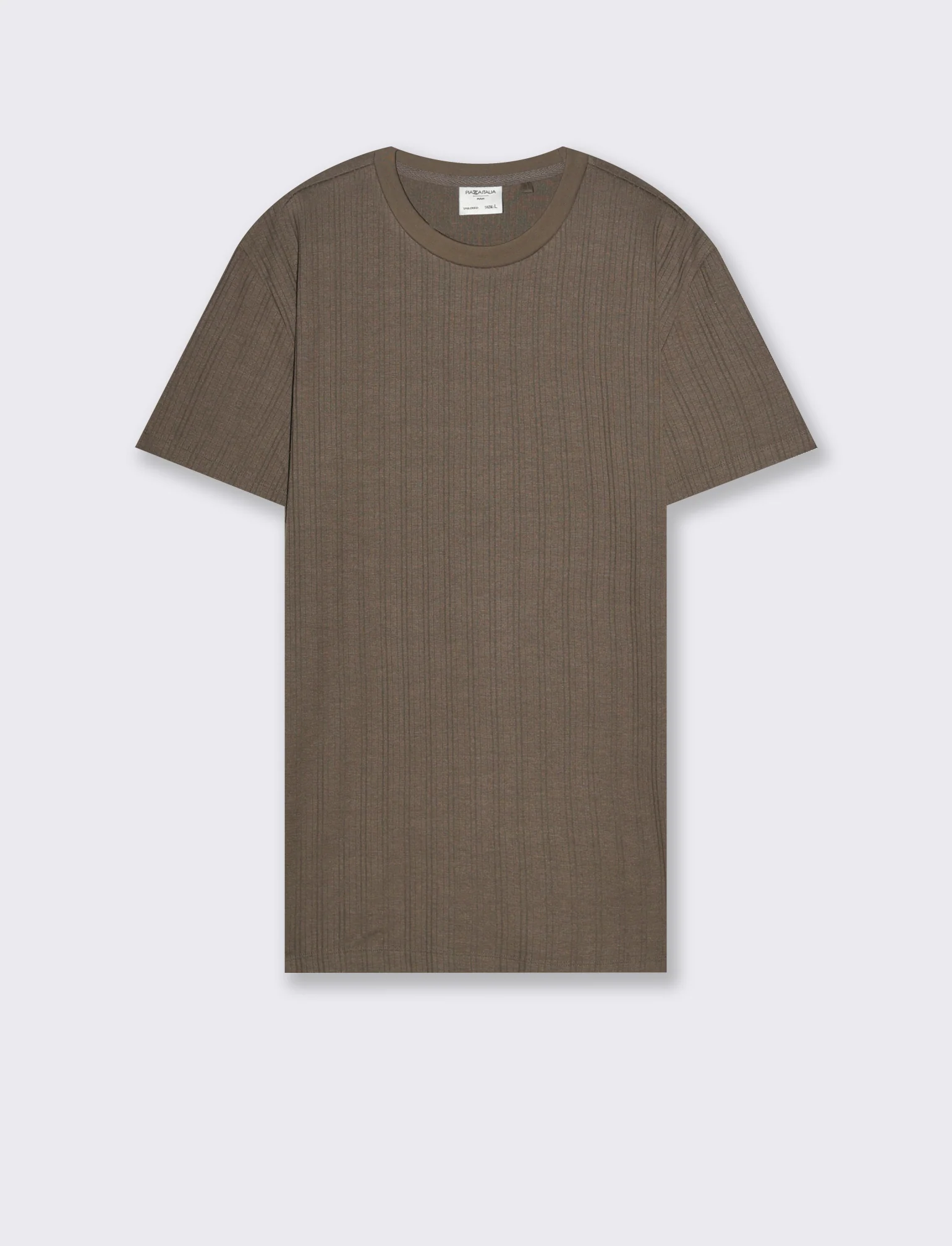 T-shirt a coste effetto maglia da uomo - Grigio fango - Image 4