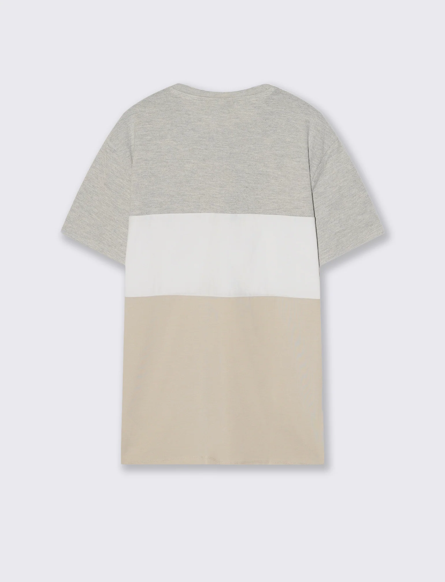 T-shirt a fasce con taschino petto - Grigio ghiaccio - Image 2