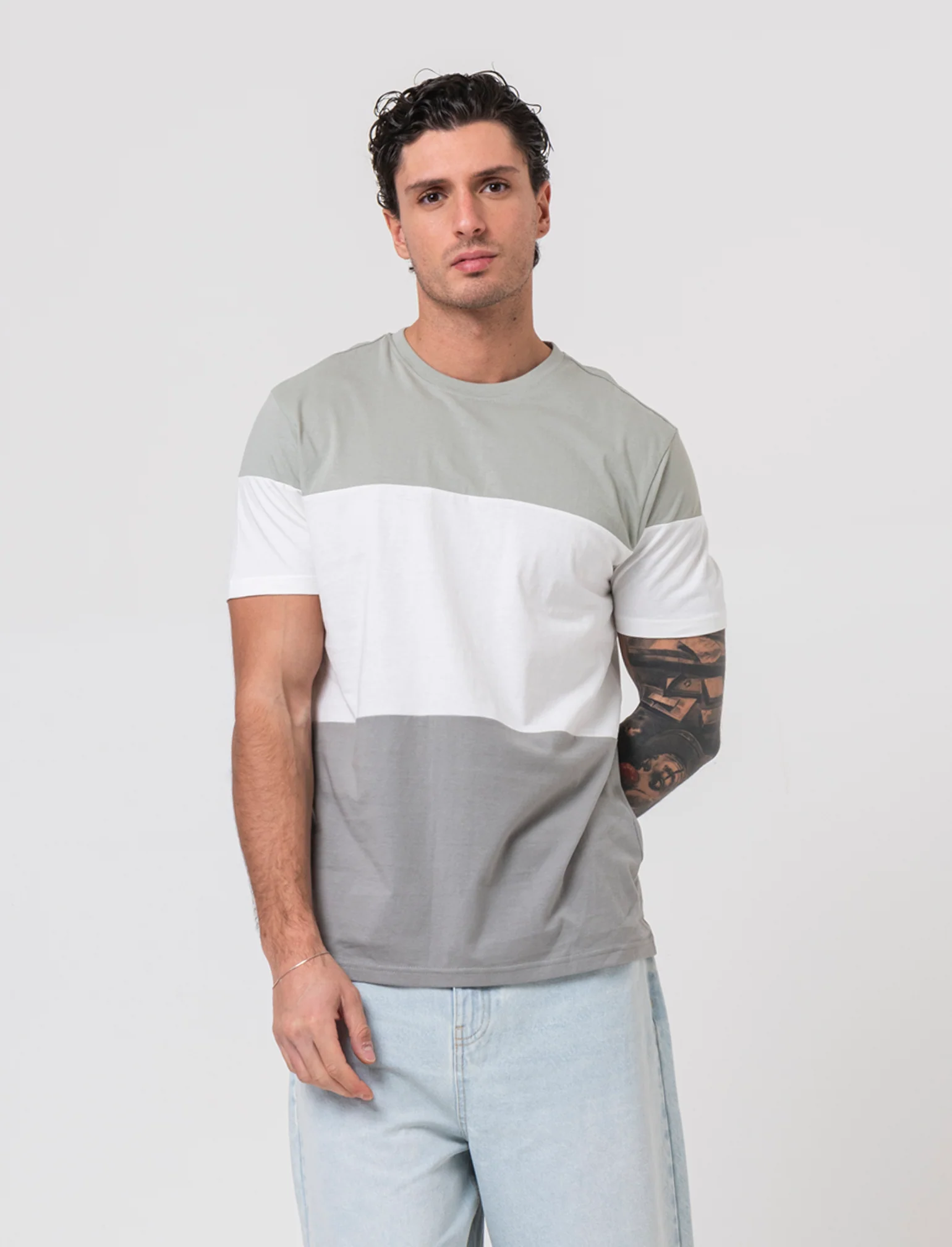 T-shirt a fasce da uomo - Bianco