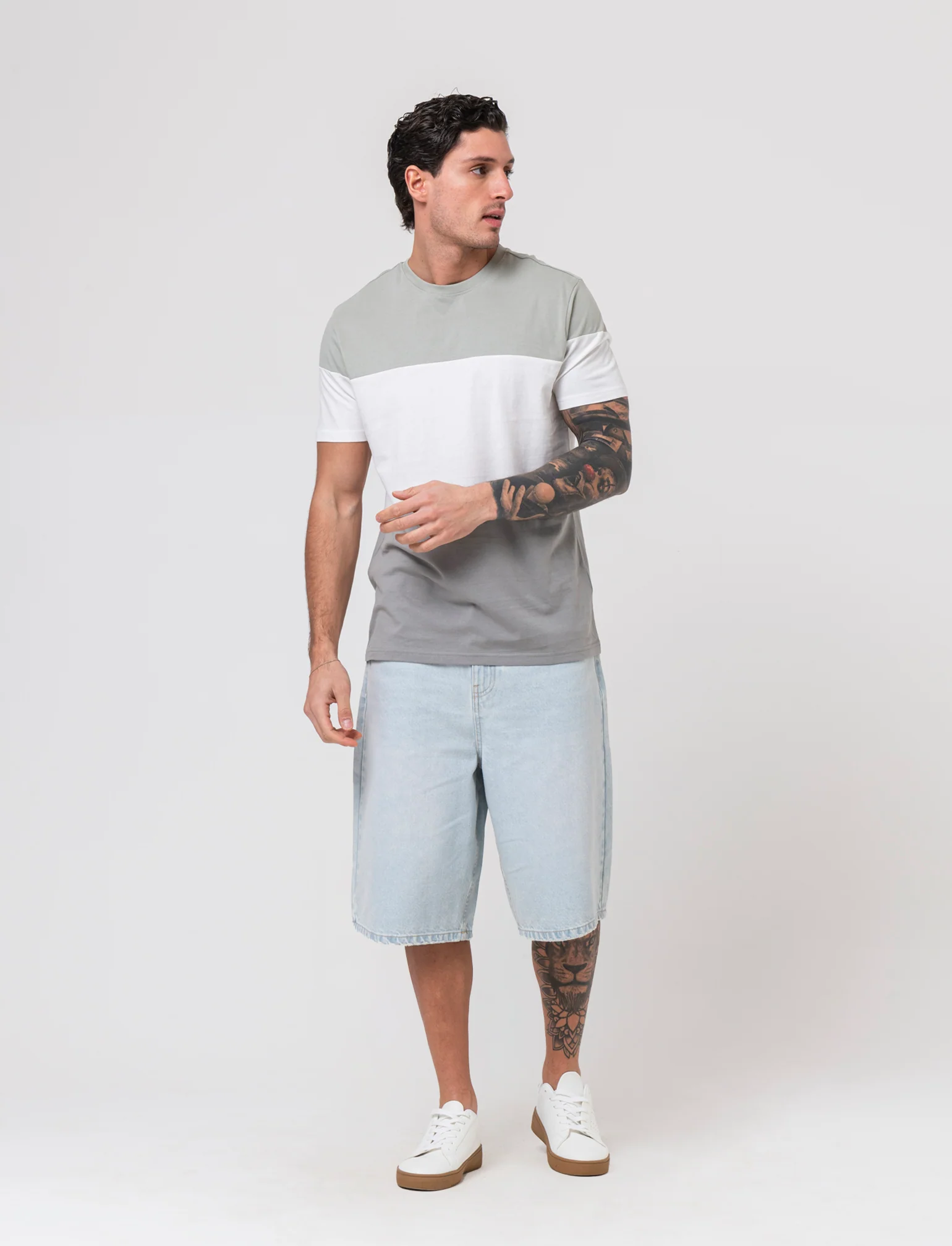 T-shirt a fasce da uomo - Bianco - Image 3