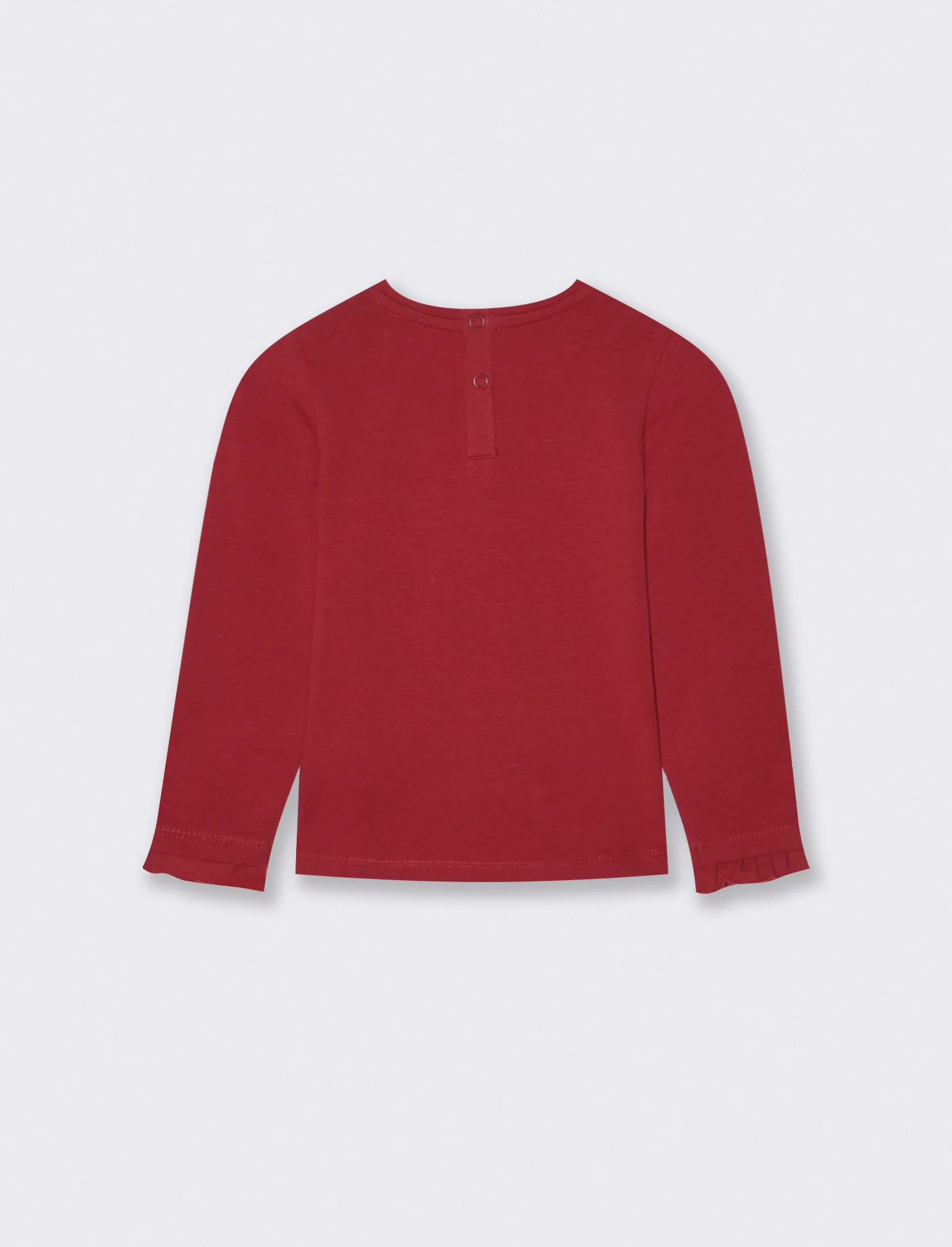 T-shirt a manica lunga con stampa e balza - Bordeaux - Image 2