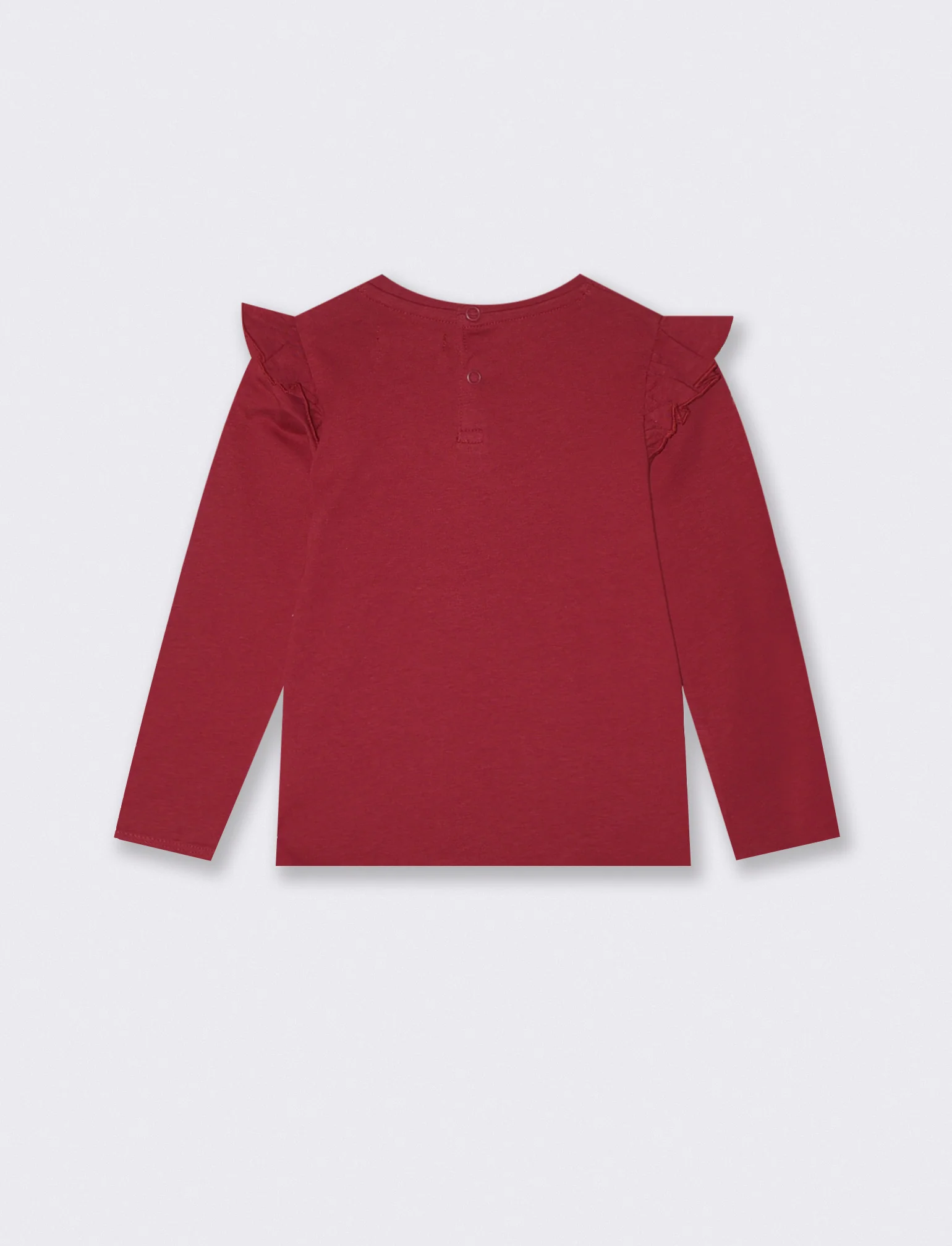 T-shirt a manica lunga con volant e stampa - Bordeaux - Image 2