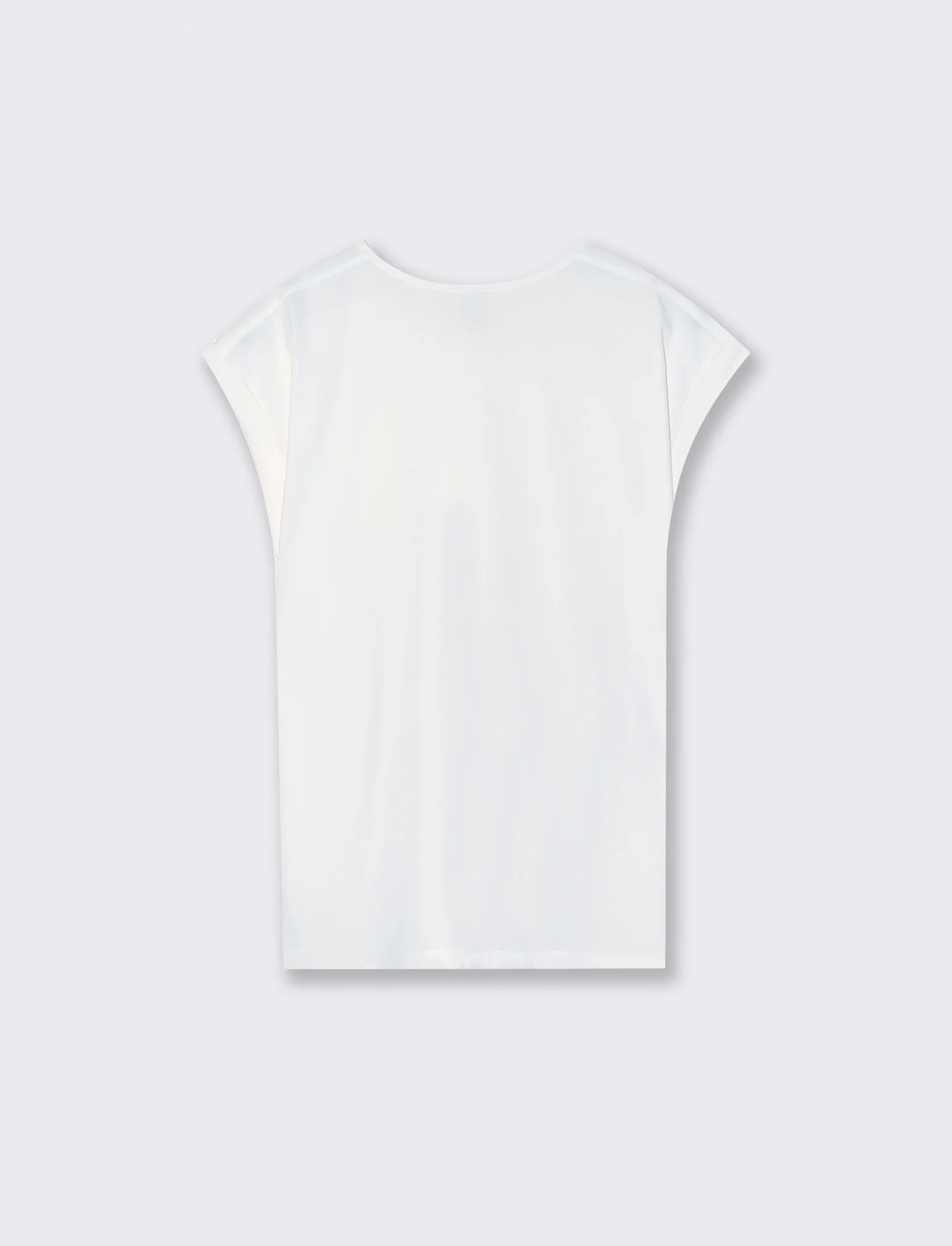 T-shirt a righe con applicazioni spalla - Bianco - Image 2