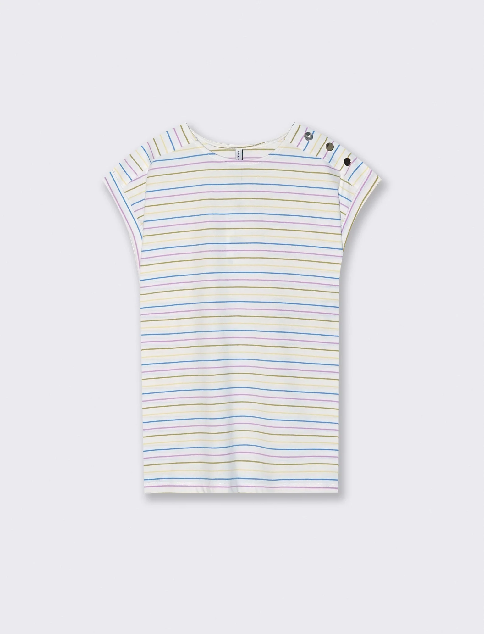 T-shirt a righe con applicazioni spalla - var 1