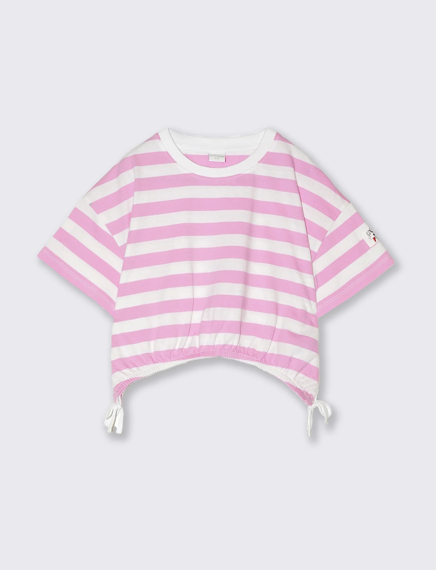 T-shirt a righe da bambina - Rosa