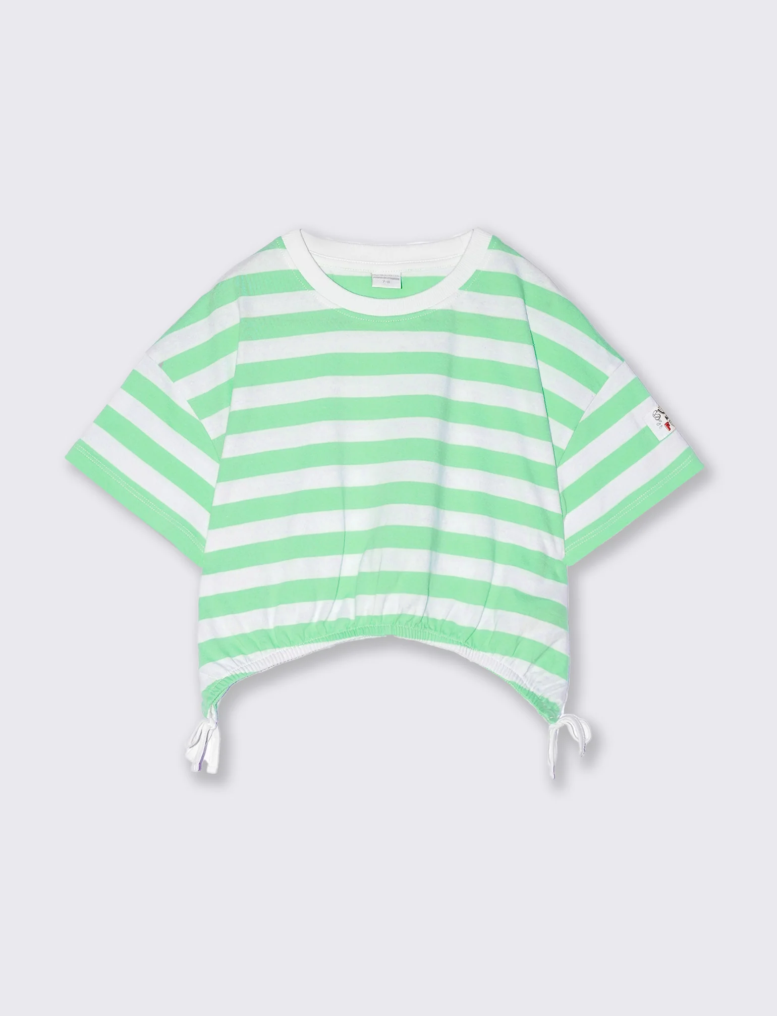 T-shirt a righe da bambina - Verde mela
