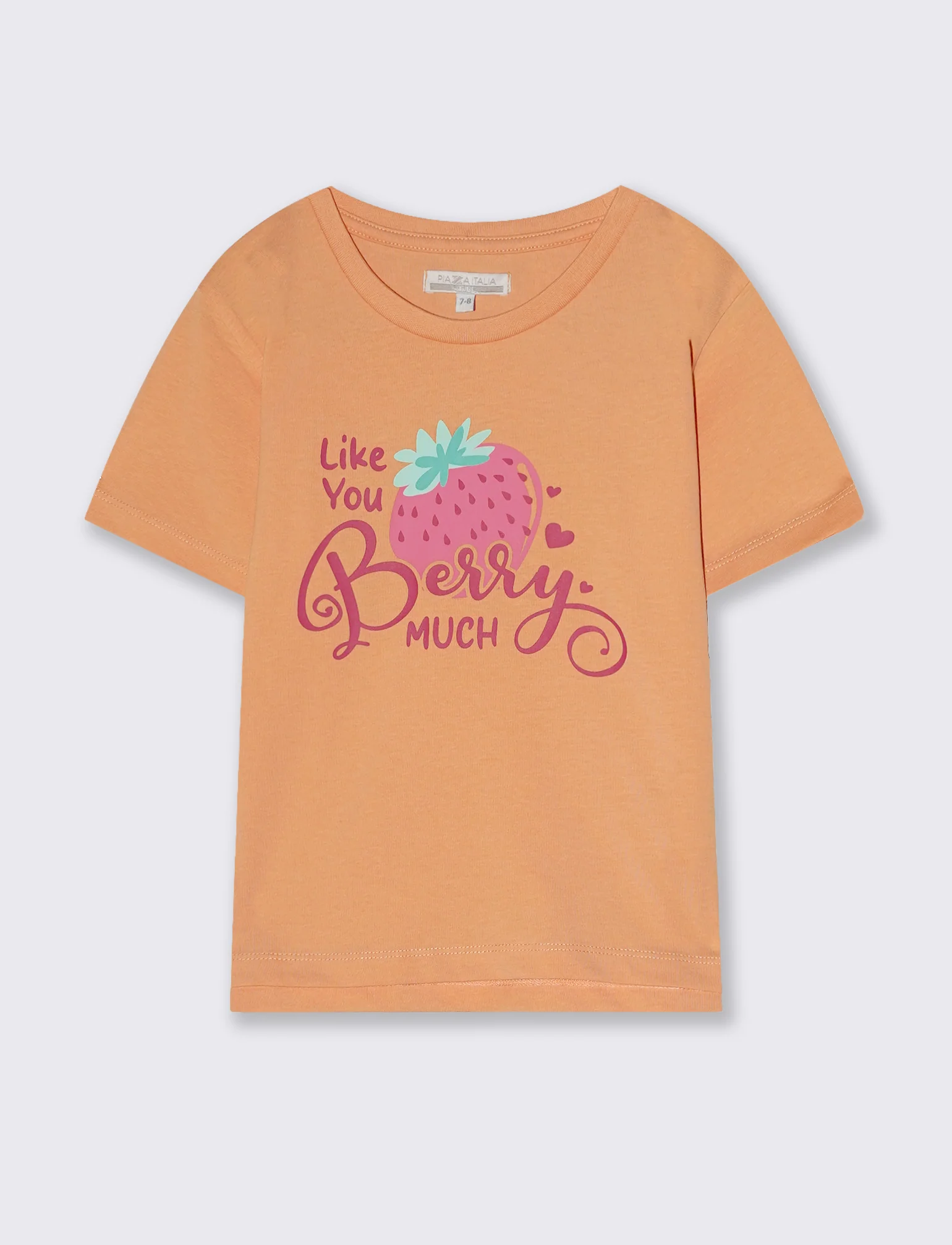 T-shirt bambina con stampa e spacchetti - Pesca