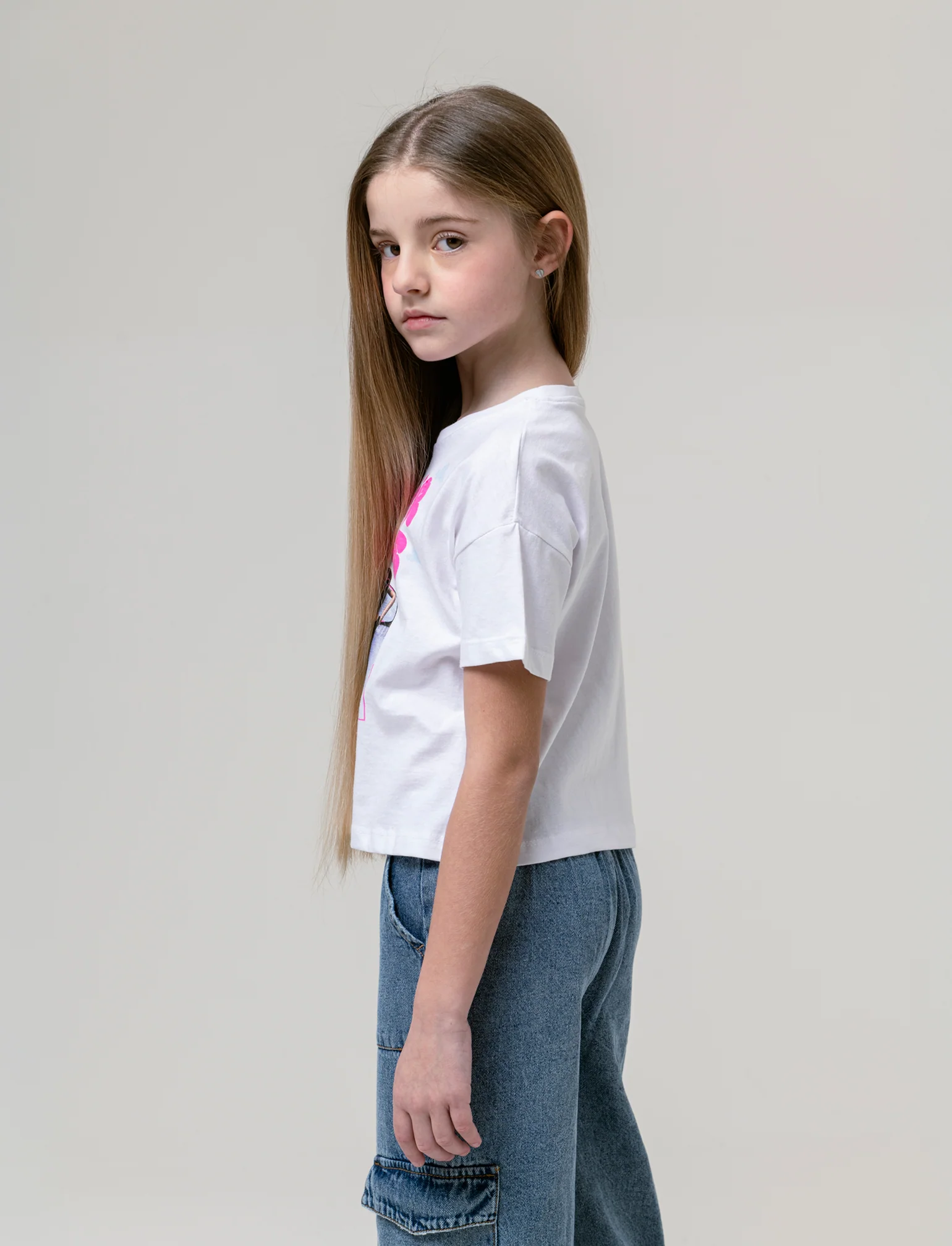 T-shirt Barbie modello over da bambina - Bianco
