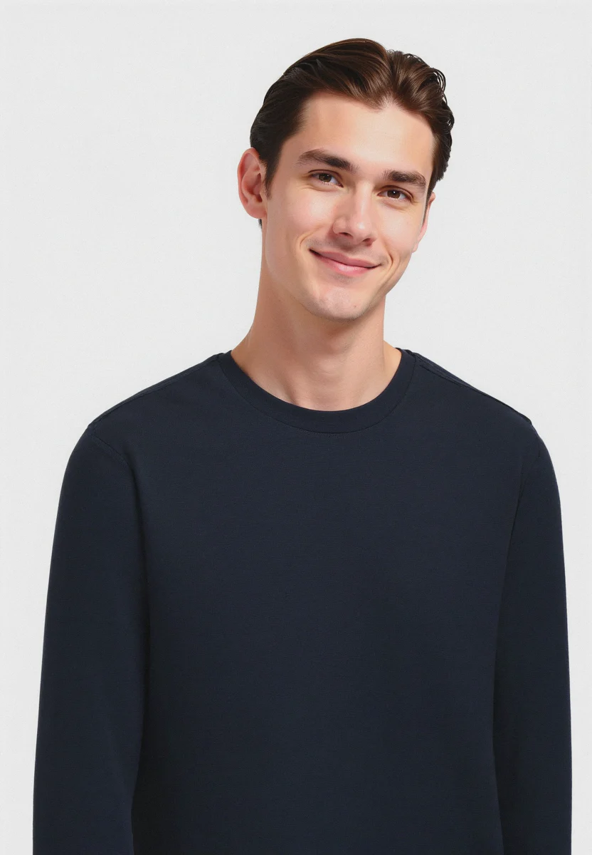 T-SHIRT BASIC A COSTE SLIM FIT - Blu