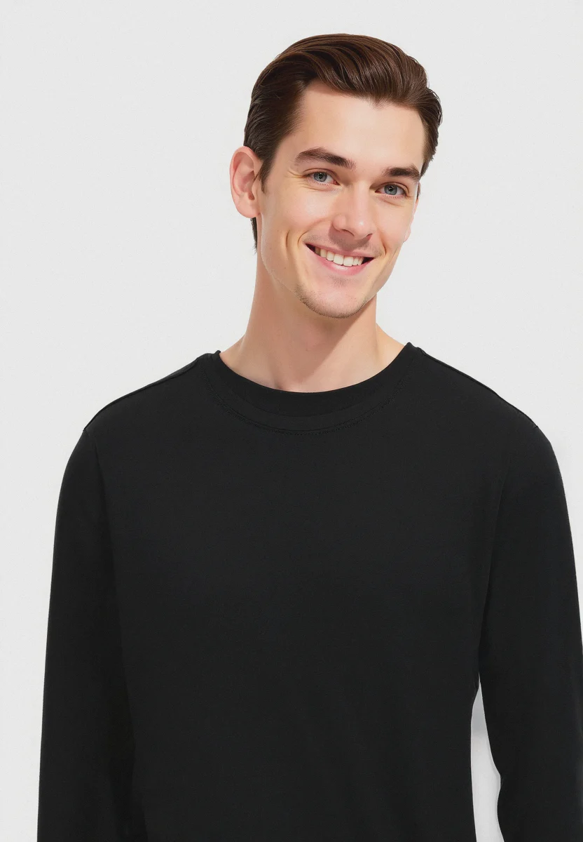 T-SHIRT BASIC A COSTE SLIM FIT - Nero