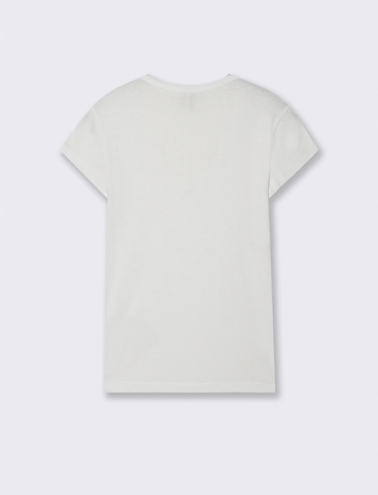 T-shirt basic a costine con scollo a V - Bianco - Image 2