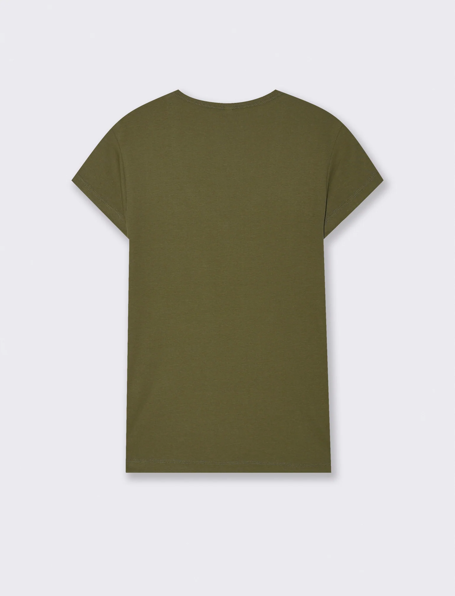 T-shirt basic a costine con scollo a V - Kaky 1 - Image 2