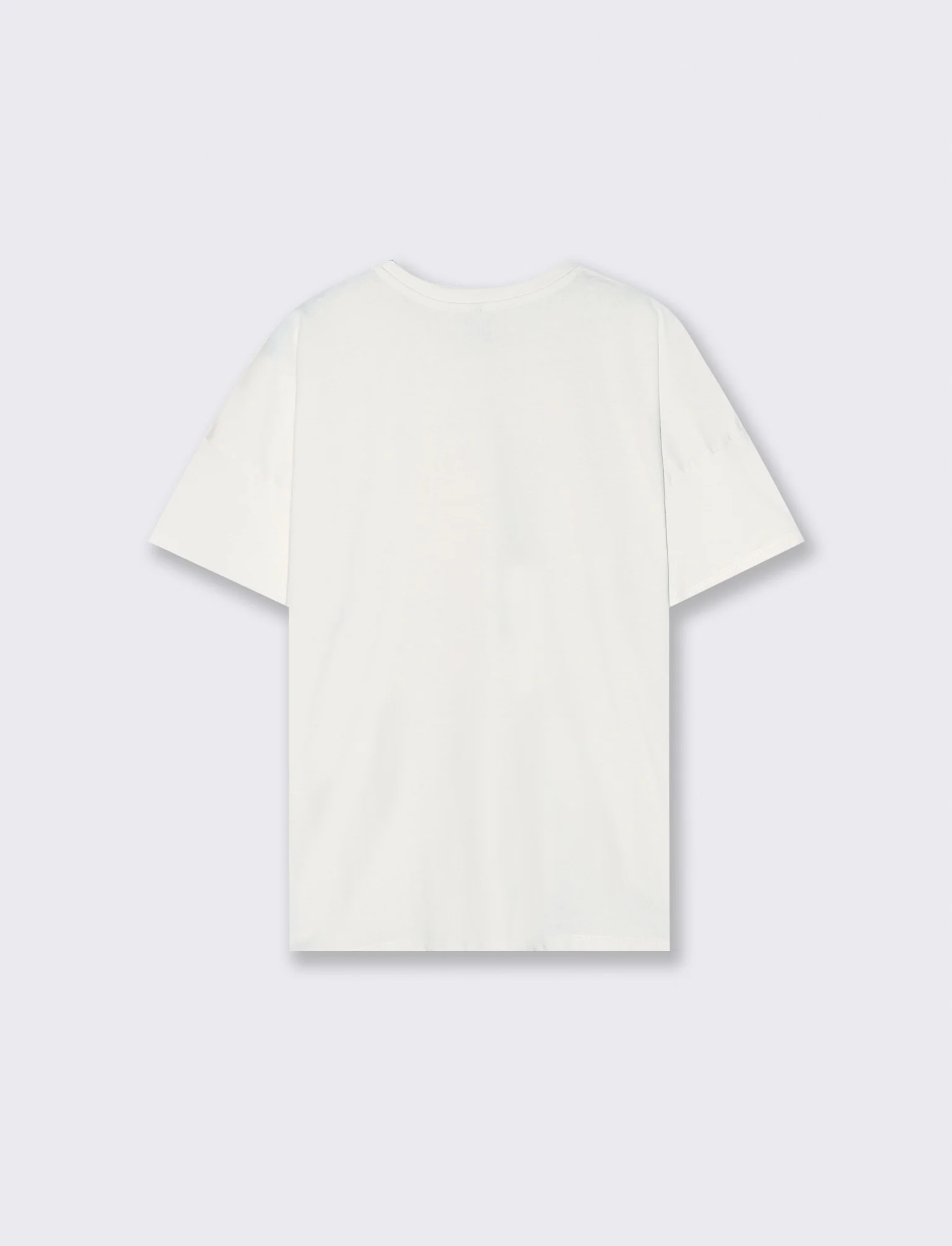 T-shirt basic con ricamo floreale tono su tono - Avorio - Image 2
