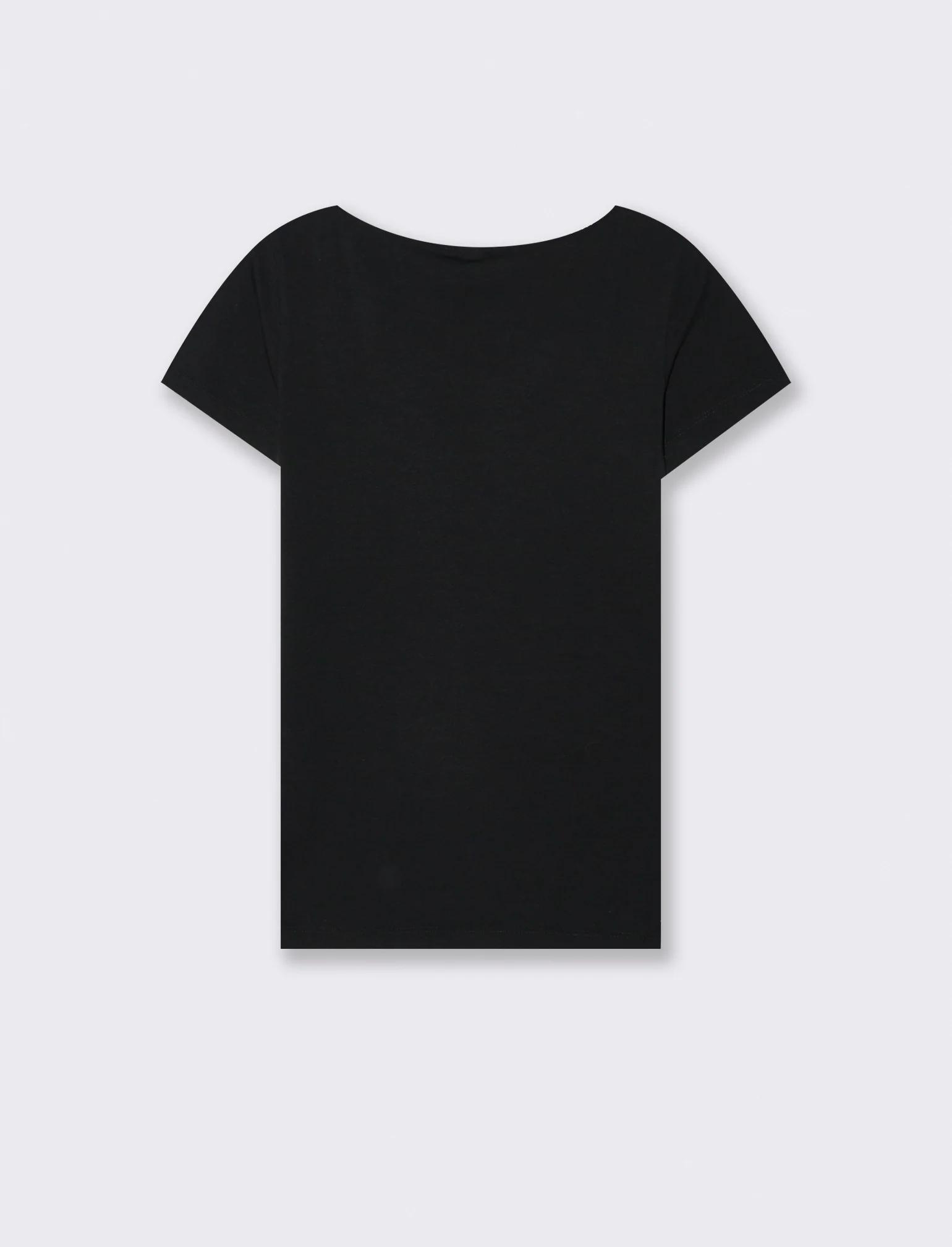 T-Shirt Basic con Scollo Quadrato - Nero - Image 2