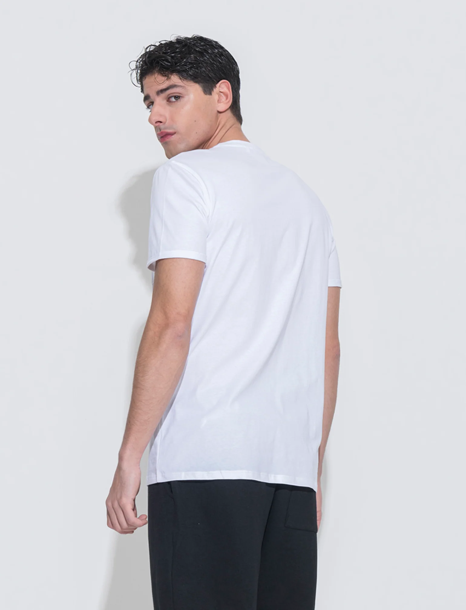 T-shirt basic con tasca da uomo - Bianco