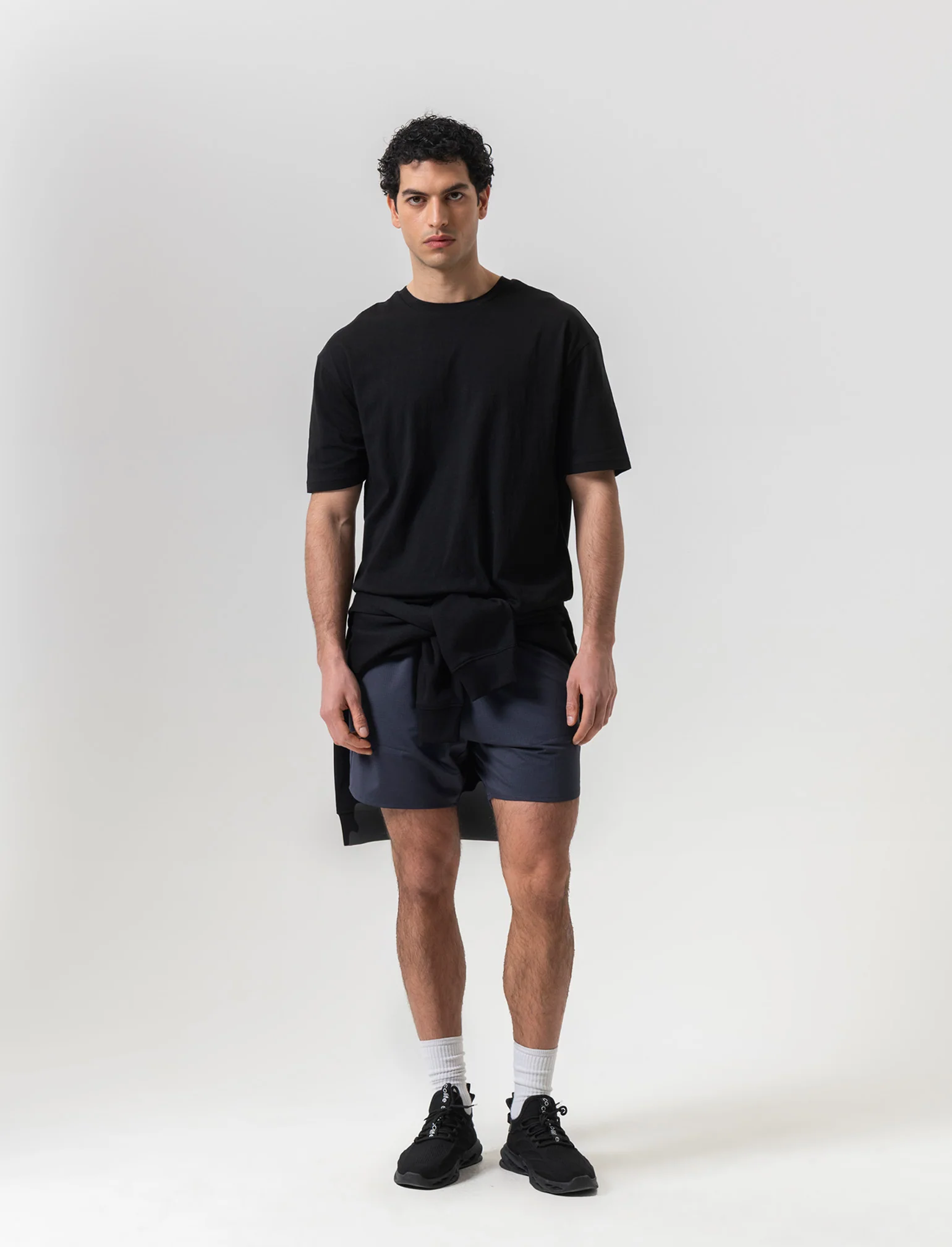 T-shirt basic in cotone boxy fit da uomo - Nero