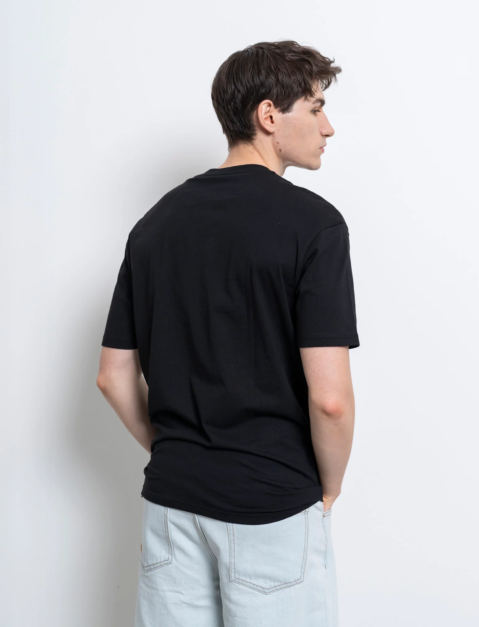 T-shirt basic in cotone boxy fit da uomo - Nero - Image 5