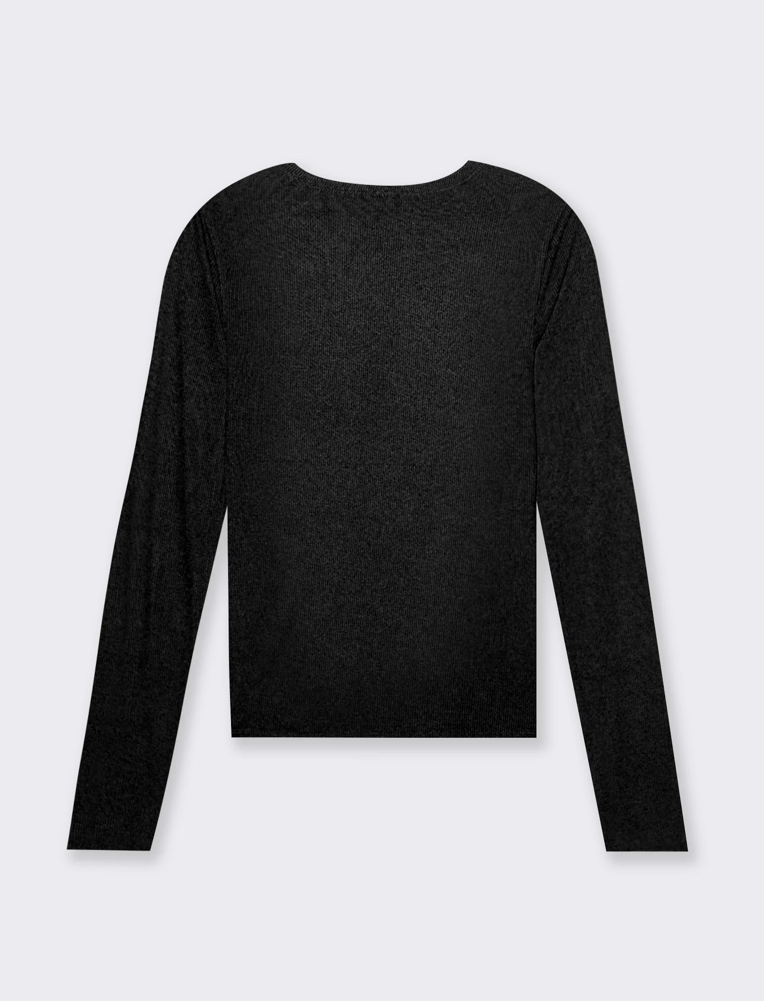 T-shirt basica a coste da donna - Nero - Image 2