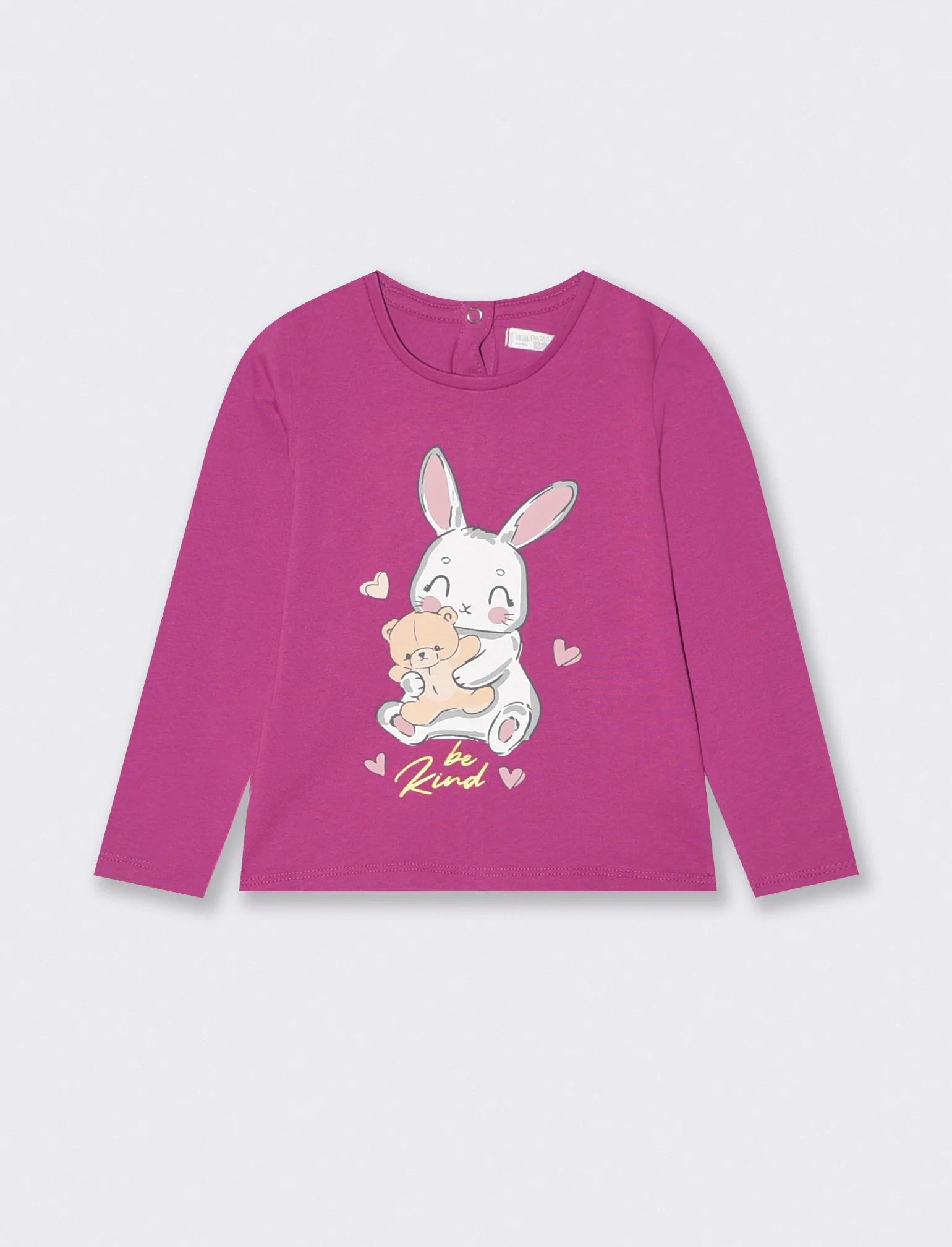 T-shirt basica con stampa brillante - Fuxia azalea